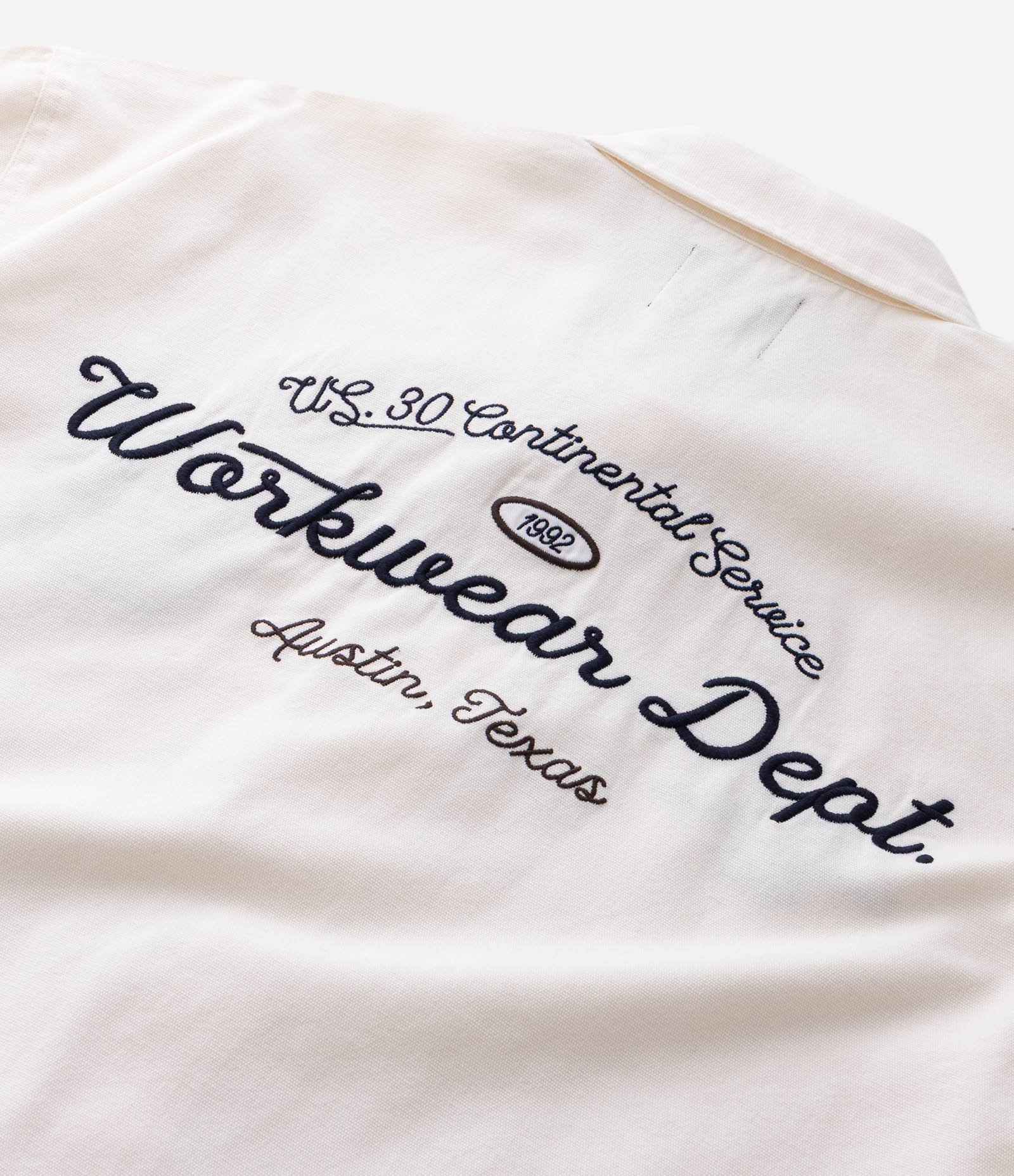 Camisa Overshirt Boxy Manga Longa em Sarja com Bordado Workwear Dept Off White 15