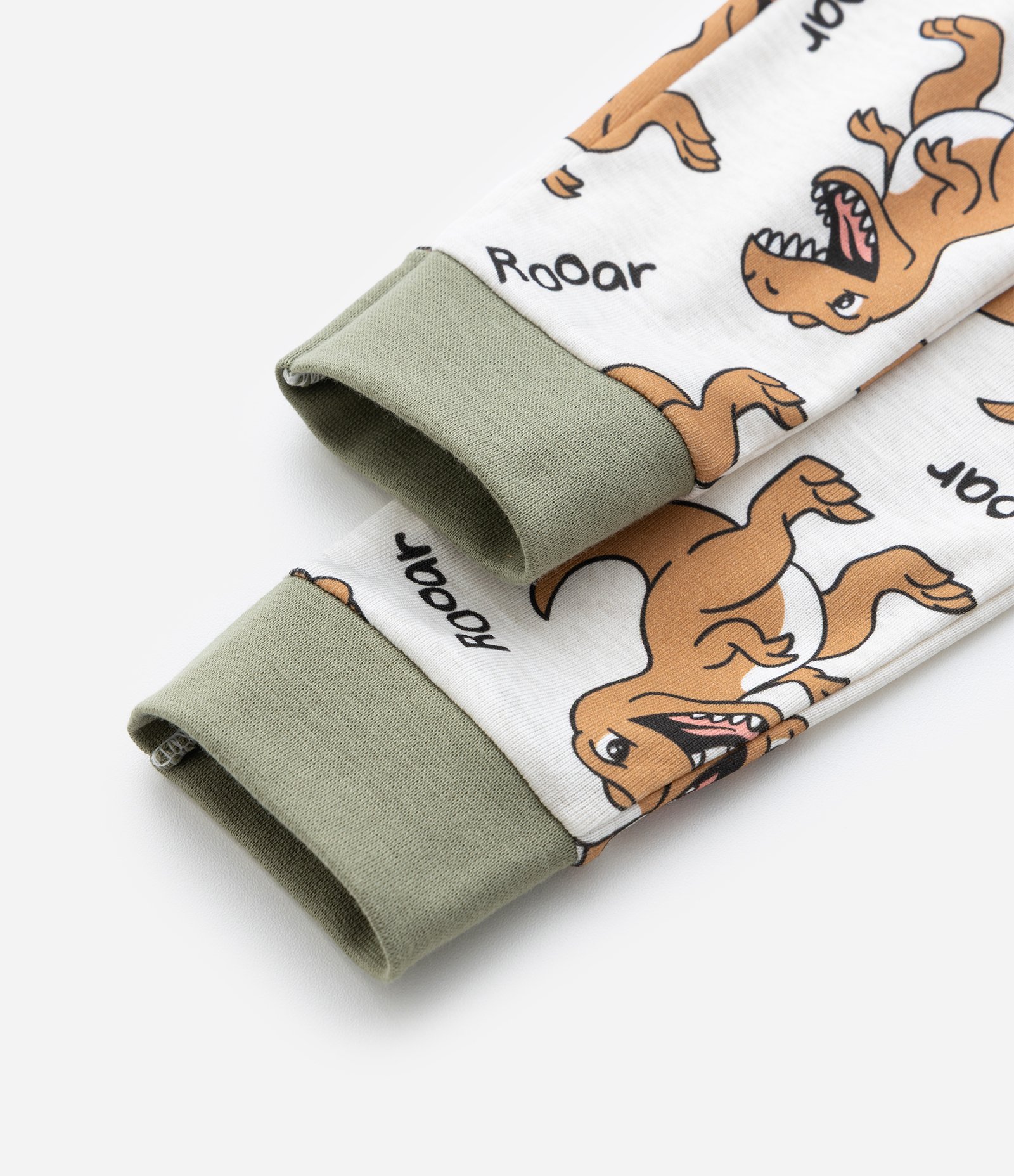 Pijama Infantil com Dinossauro e Crista 3D – Tam 1 a 6 Anos Verde Oliva/Off White 7