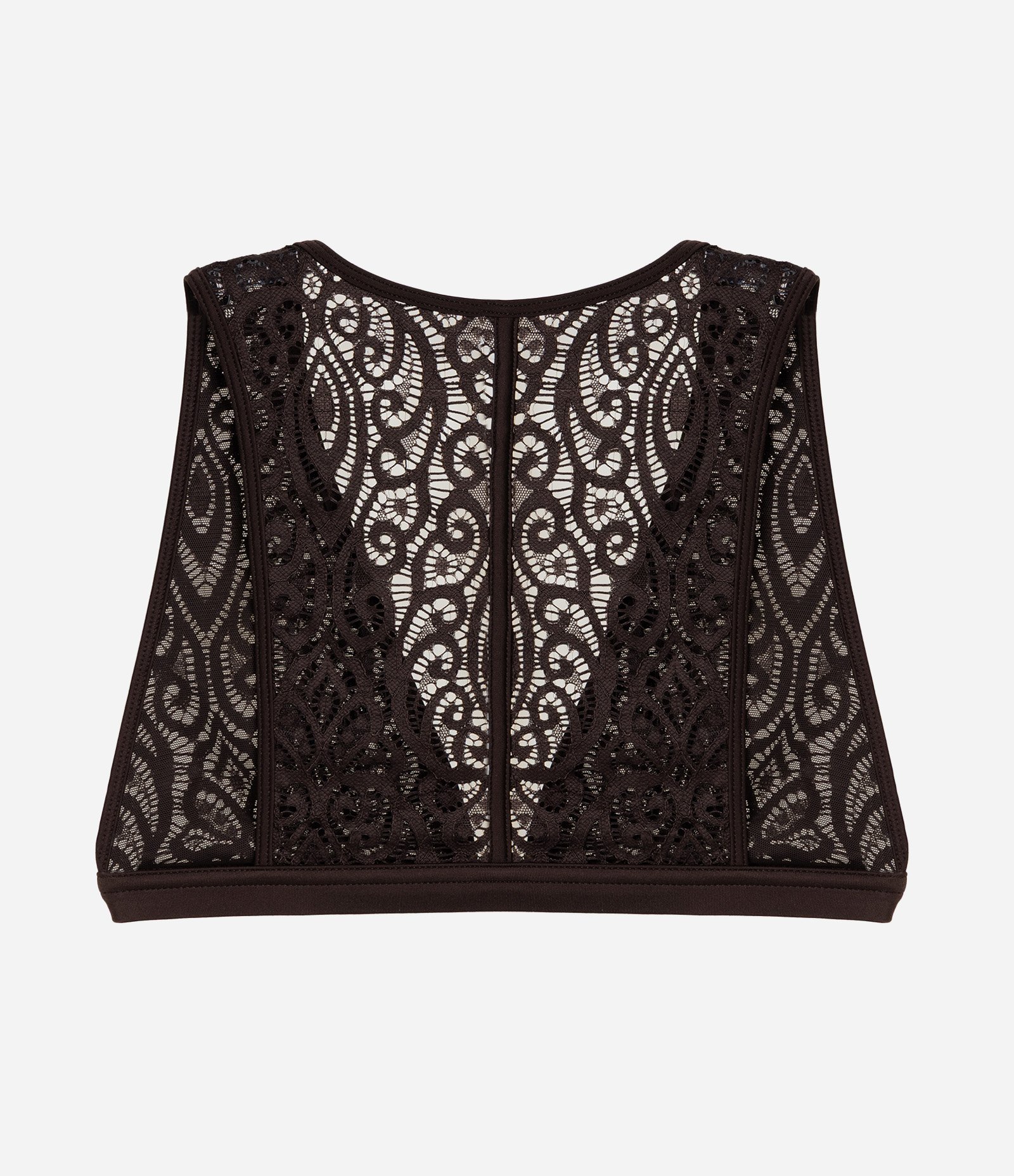 Sutiã Top Triângulo em Renda Floral Marrom 7