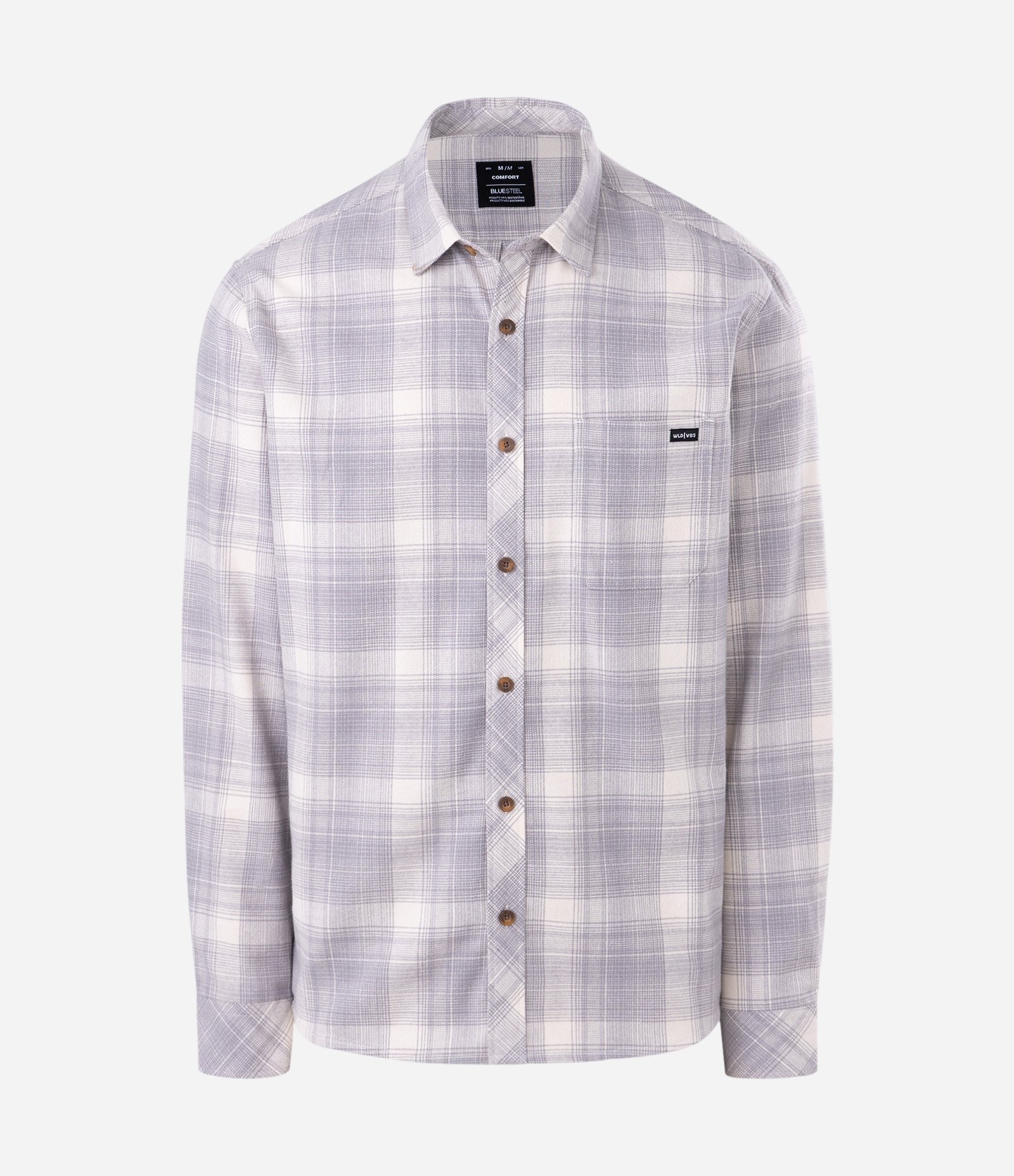 Camisa Comfort Manga Longa em Flanela Xadrez Cinza 1
