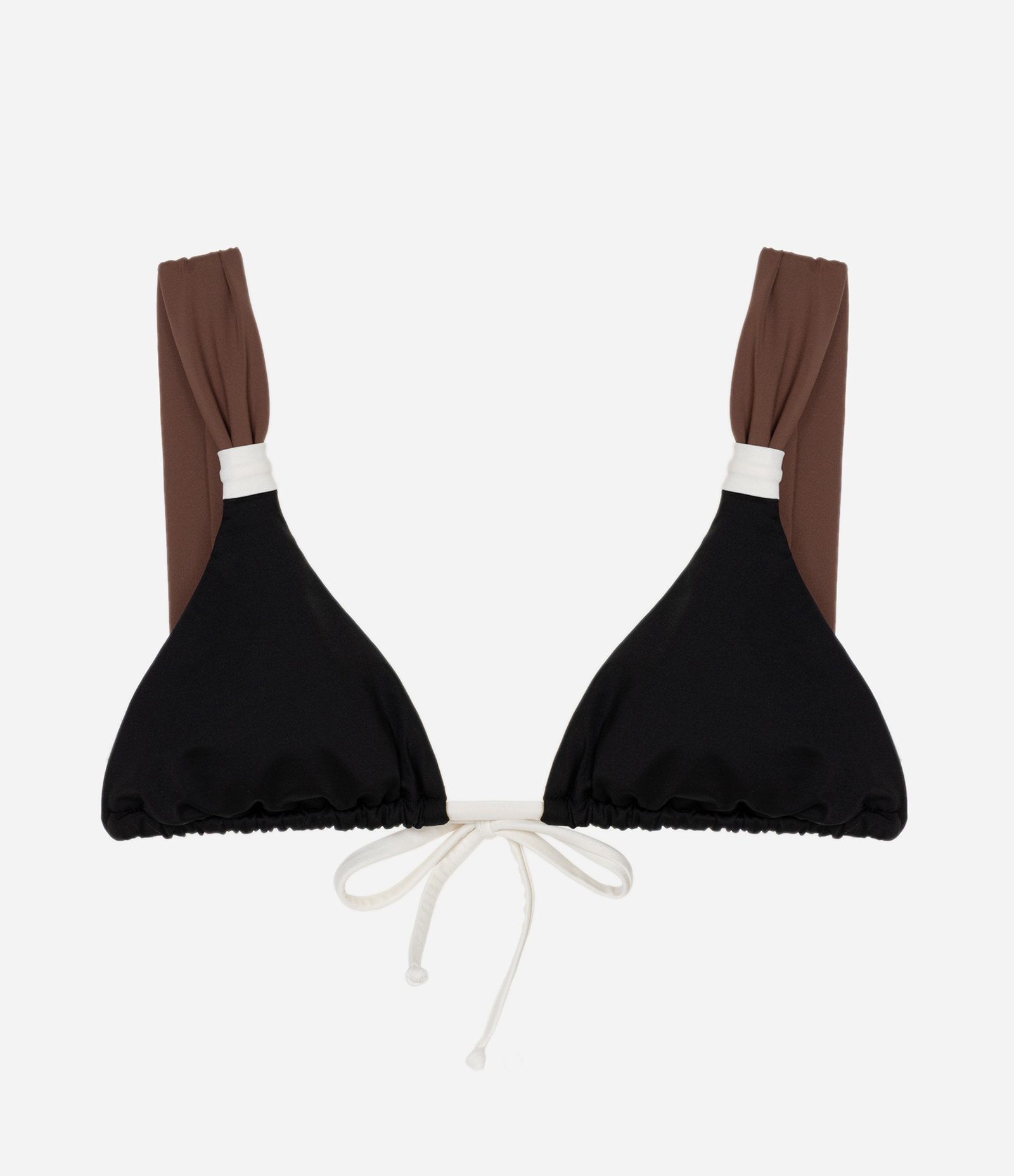 Biquini Top Cortininha em Microfibra com Alça Fixa Color Block Preto 5