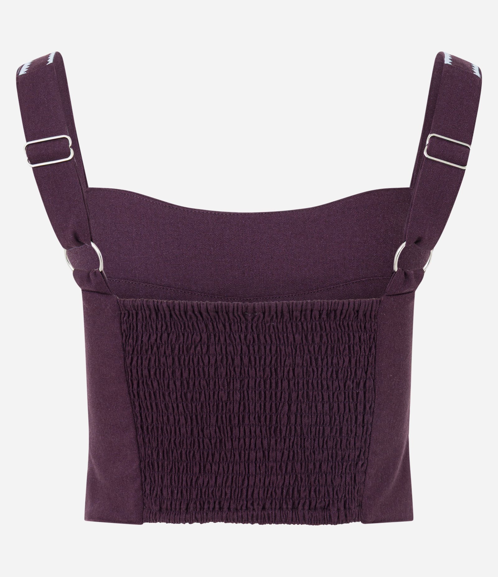 Blusa Cropped Regata em Viscose com Decote Coração e Abertura Frontal Roxo 1