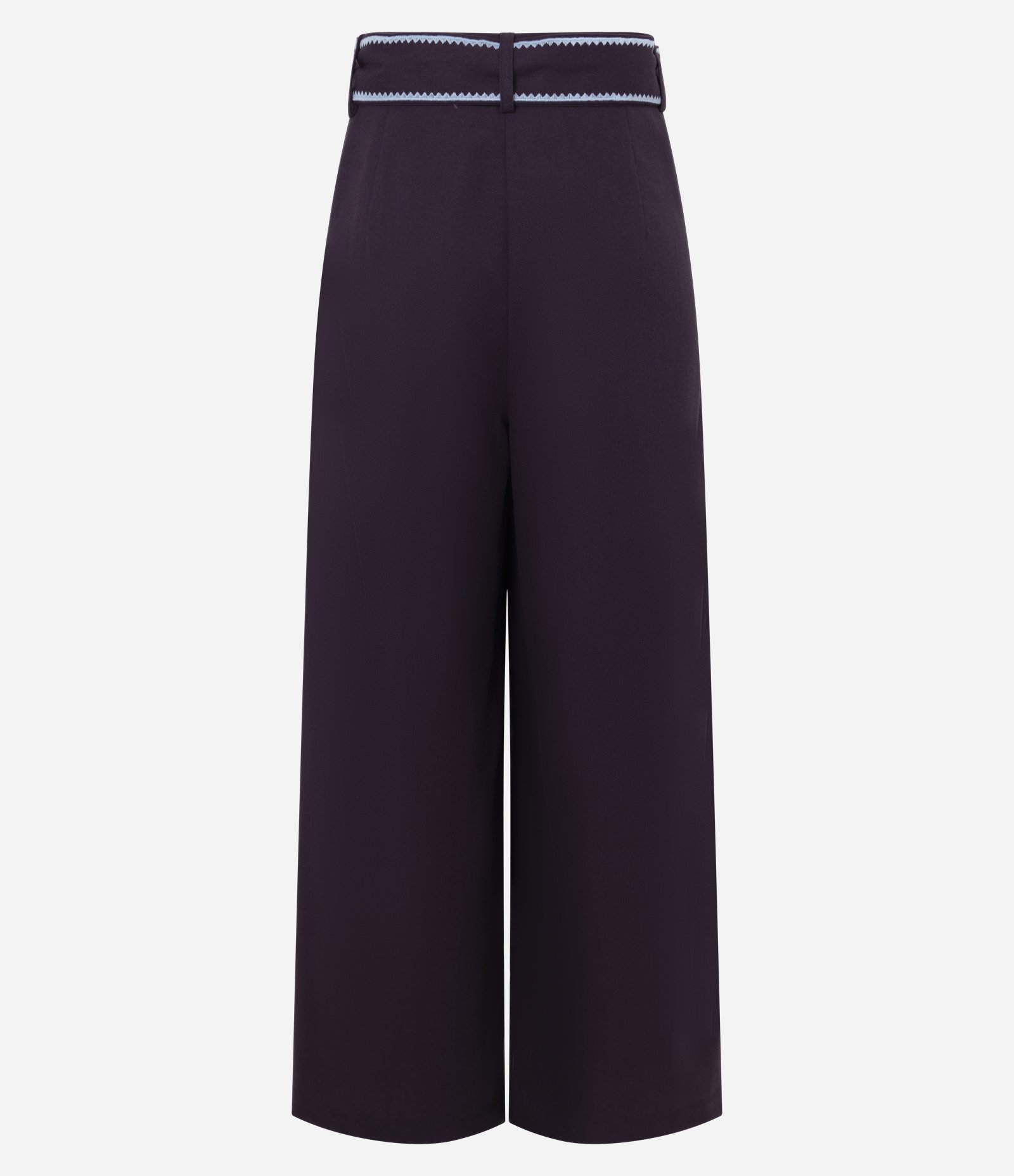 Calça Pantalona em Viscolinho com Cinto com Fivela Encapada e Pregas Roxo 3