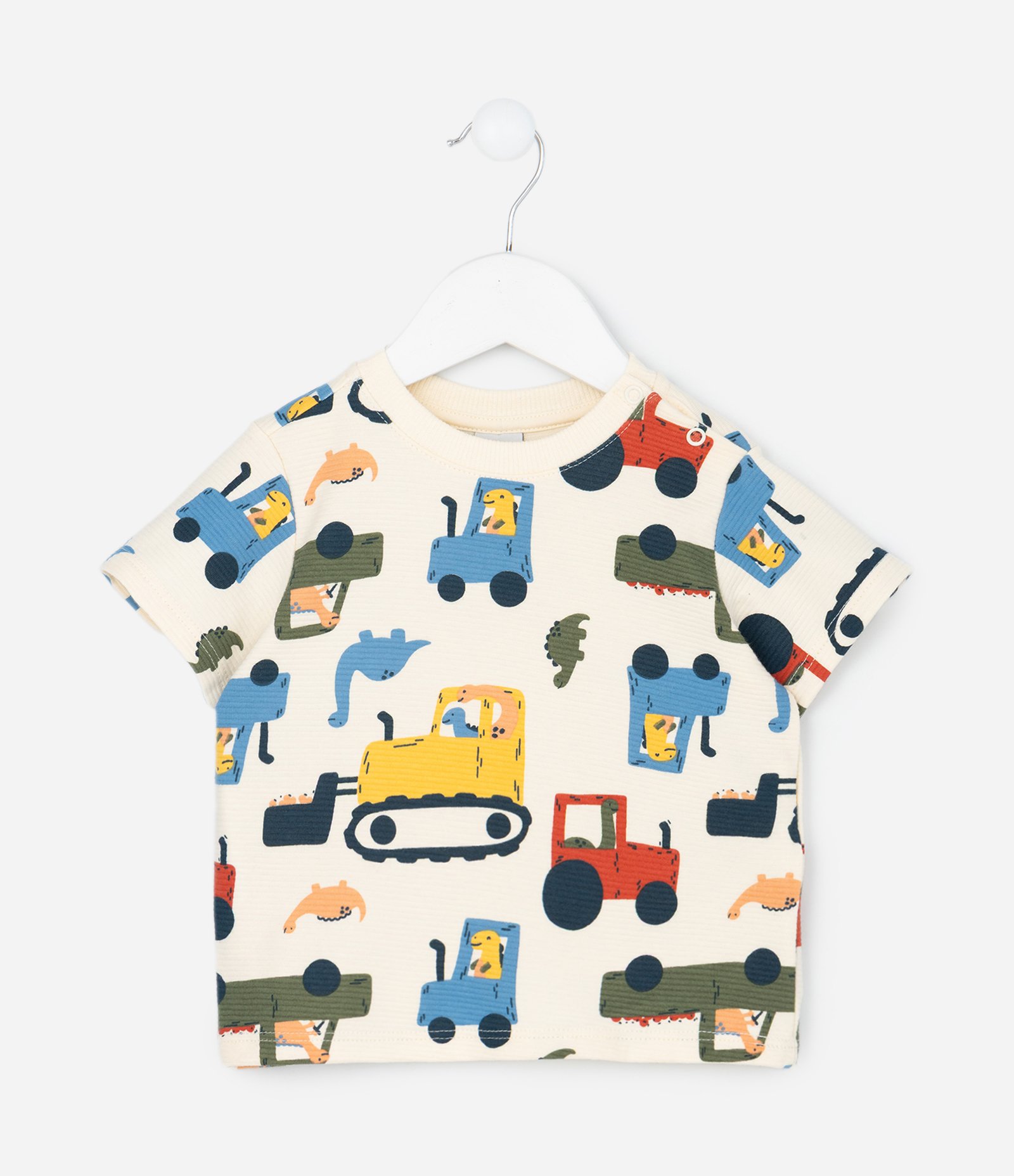 Conjunto Infantil com Estampa de Caminhões – Tam RN a 18 Meses Off White 2