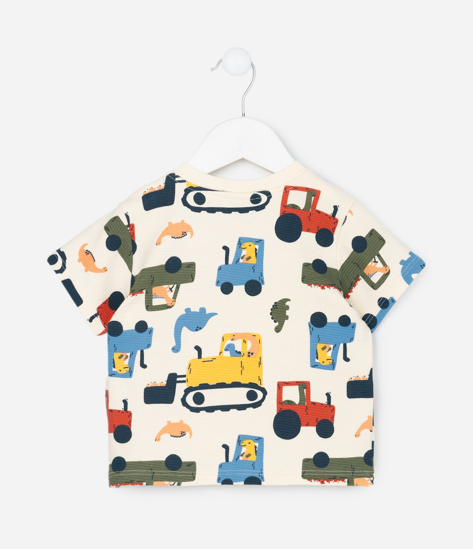 Conjunto Infantil com Estampa de Caminhões – Tam RN a 18 Meses Off White 3