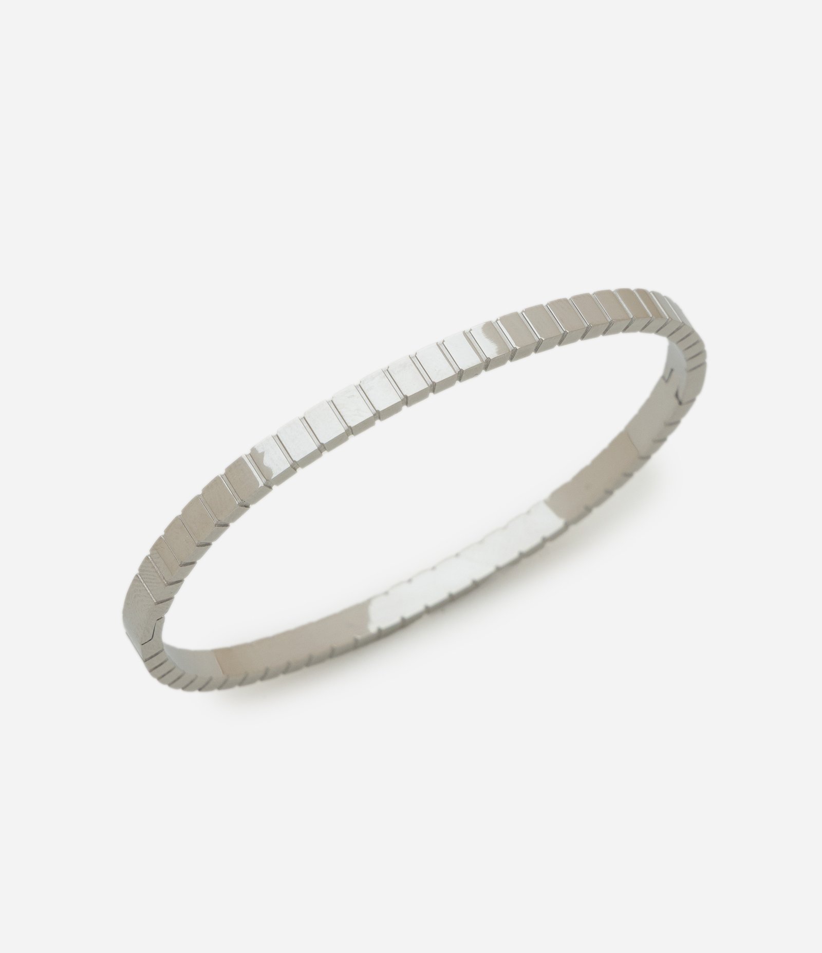 Bracelete Aço Inoxidável a Prova D'água com Textura Canelada Prata 1