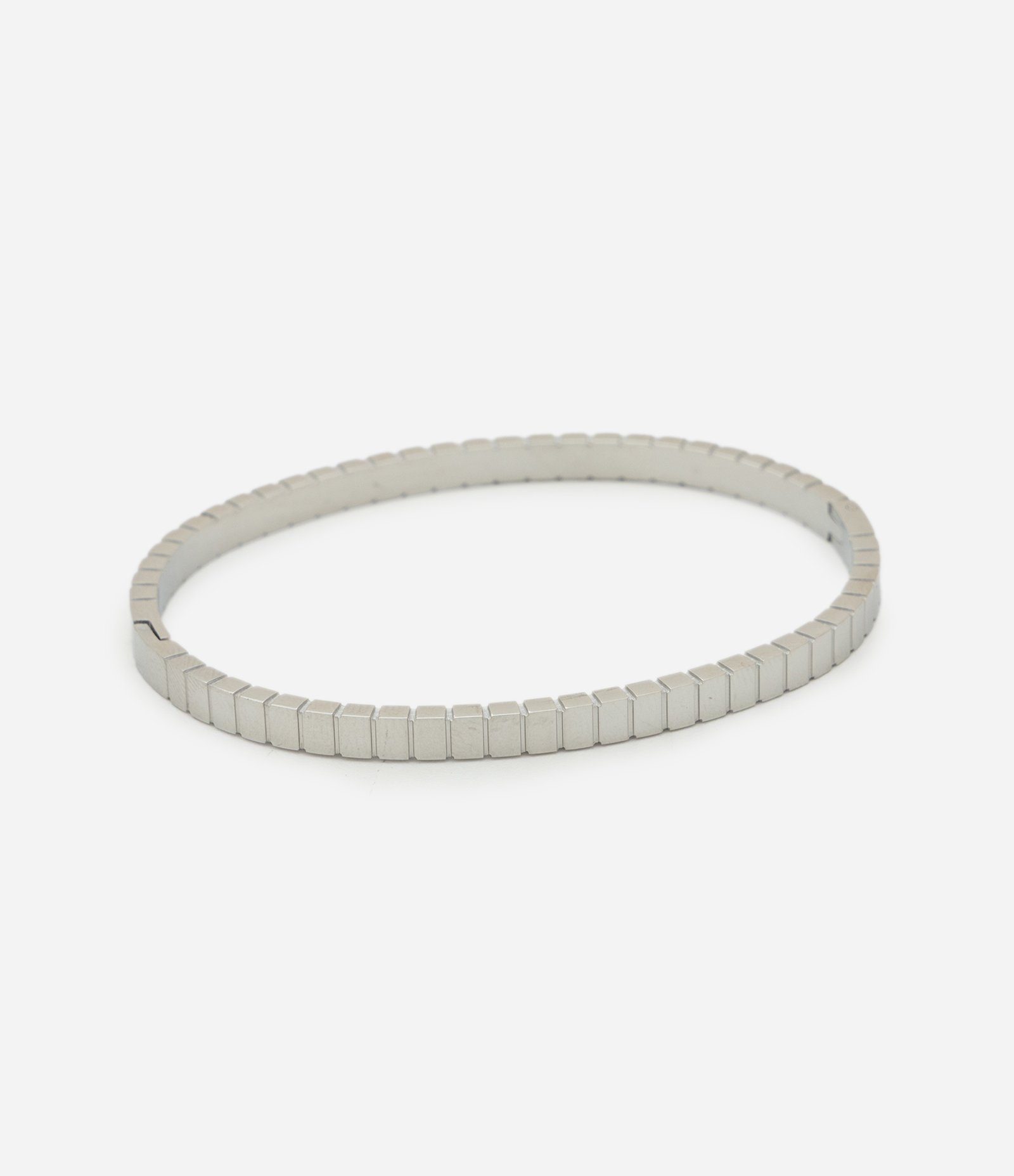 Bracelete Aço Inoxidável a Prova D'água com Textura Canelada Prata 2