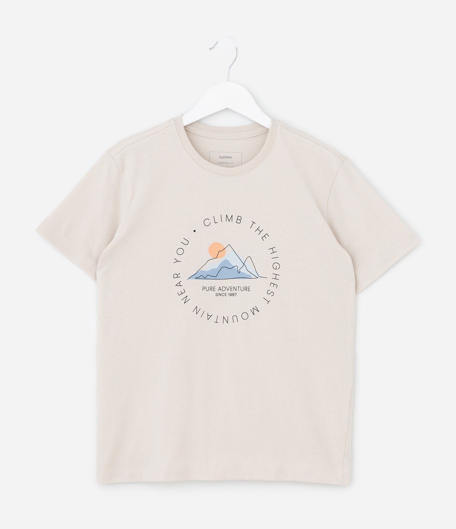 Camiseta Infantil com Estampa de Montanha – Tam 5 a 14 Anos Off White 1