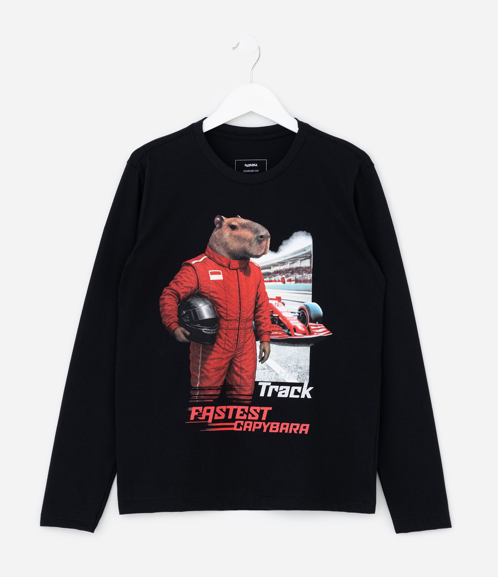 Camiseta Infantil com Estampa Capivara Piloto – Tam 5 a 14 Anos Preto 2