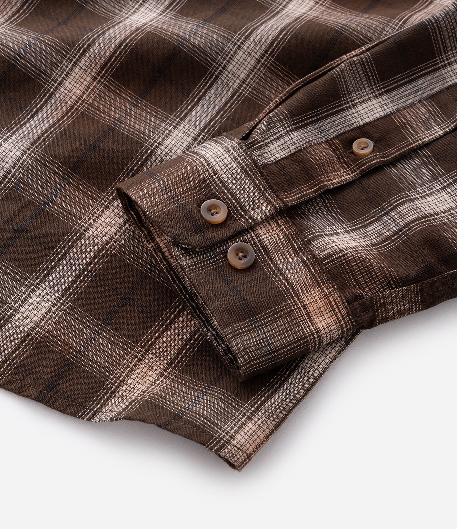 Camisa Manga Longa em Tricoline Xadrez Marrom 5