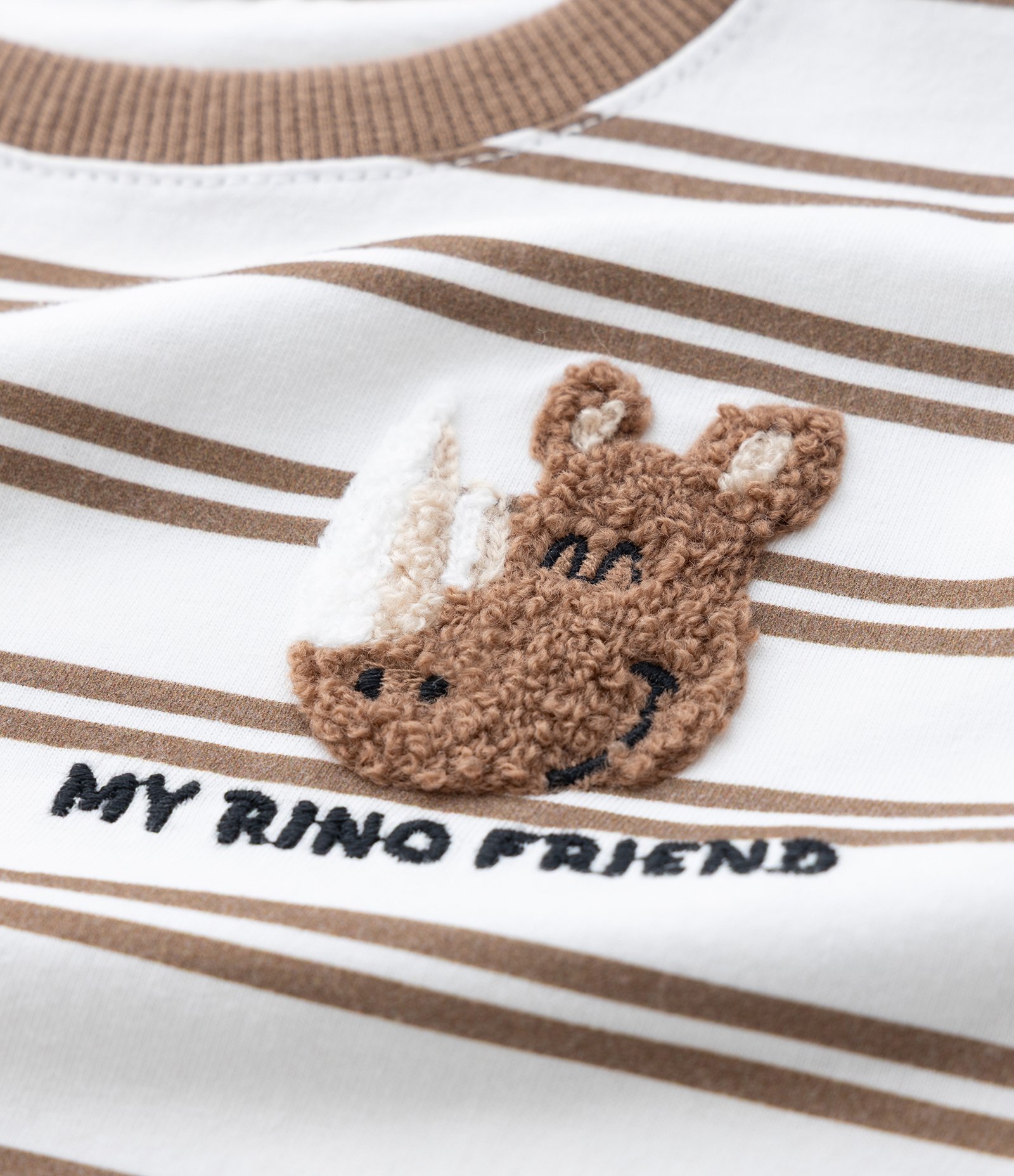 Conjunto Infantil com Listras e Aplique de Bichinho – Tam 1 a 6 Anos Off White/Marrom 12