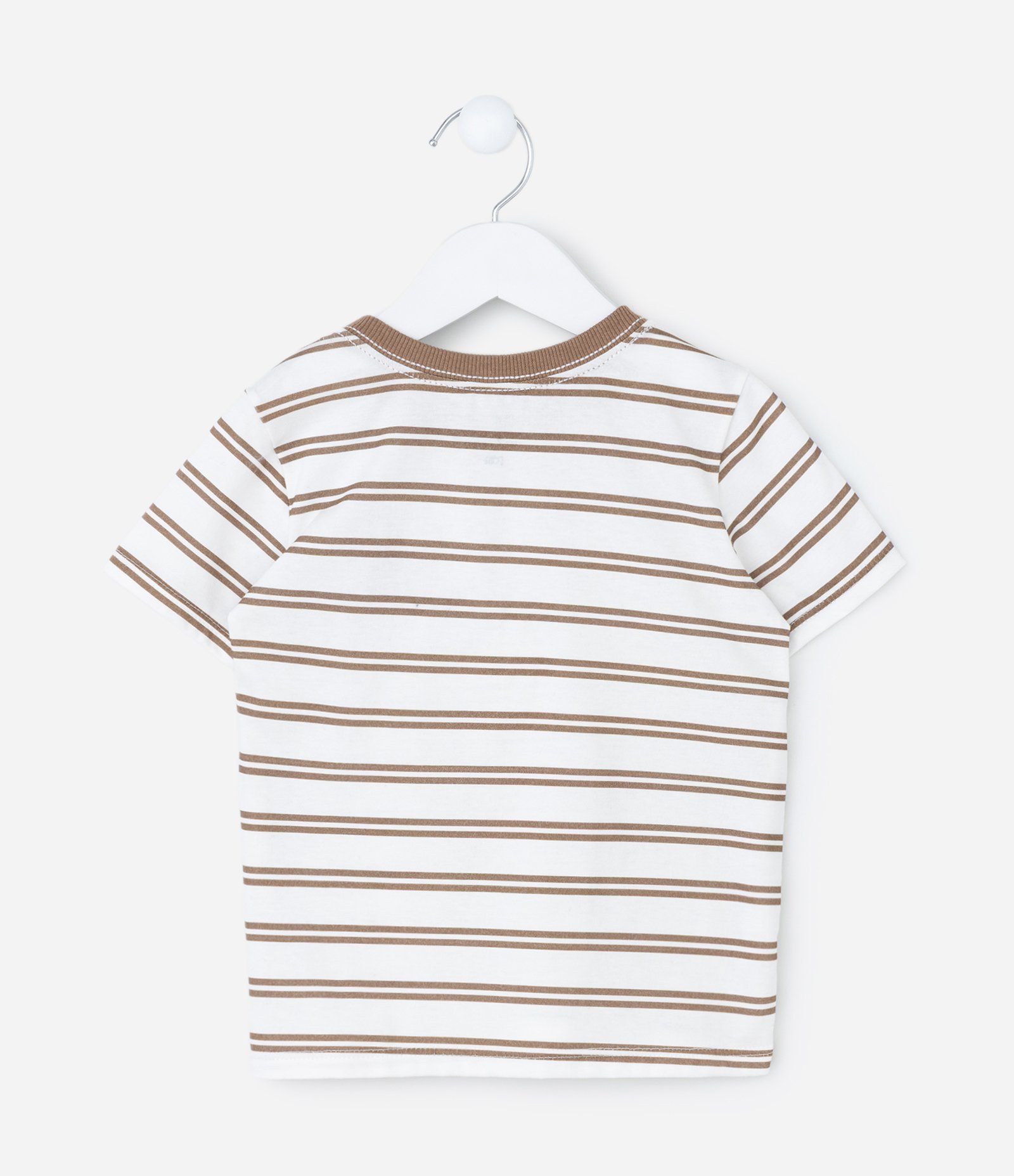 Conjunto Infantil com Listras e Aplique de Bichinho – Tam 1 a 6 Anos Off White/Marrom 3