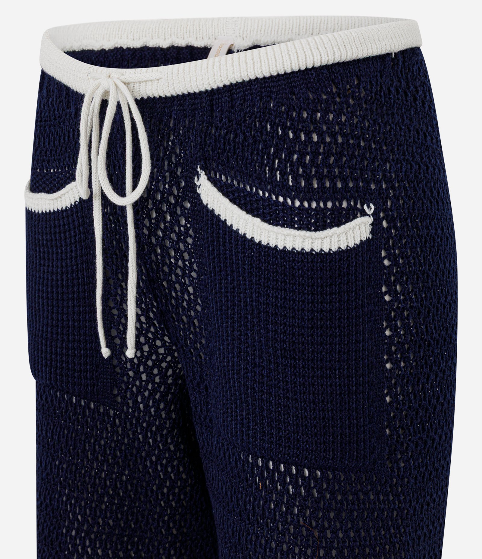 Saída de Praia Calça em Tricô com Detalhes Contrastantes Azul Marinho 2