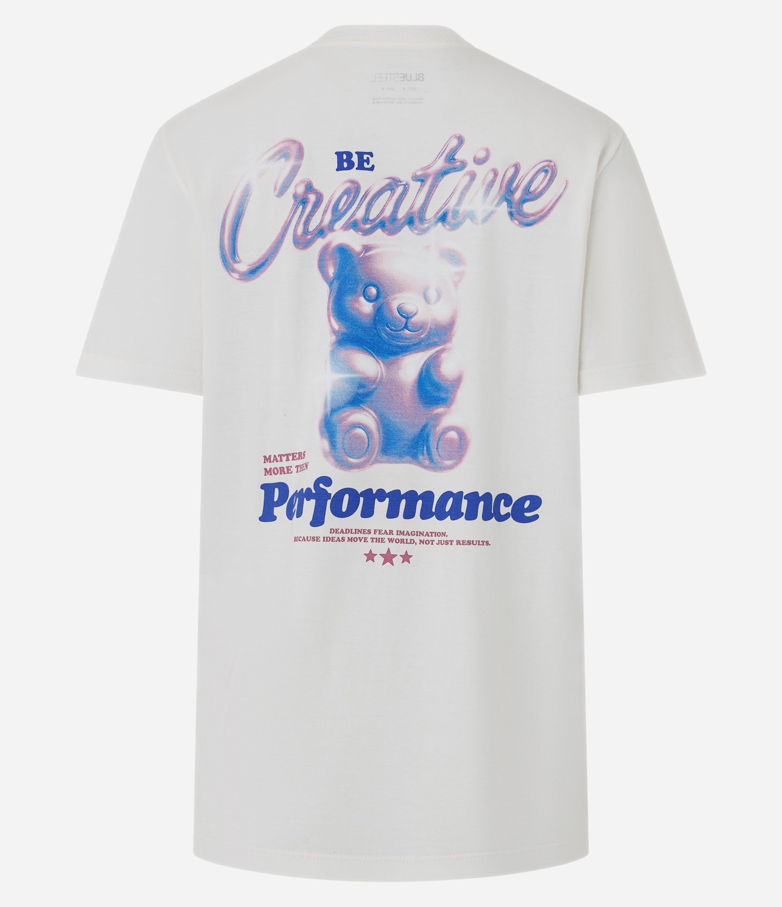 Camiseta Manga Curta com Estampa de Urso de Goma Branco 2