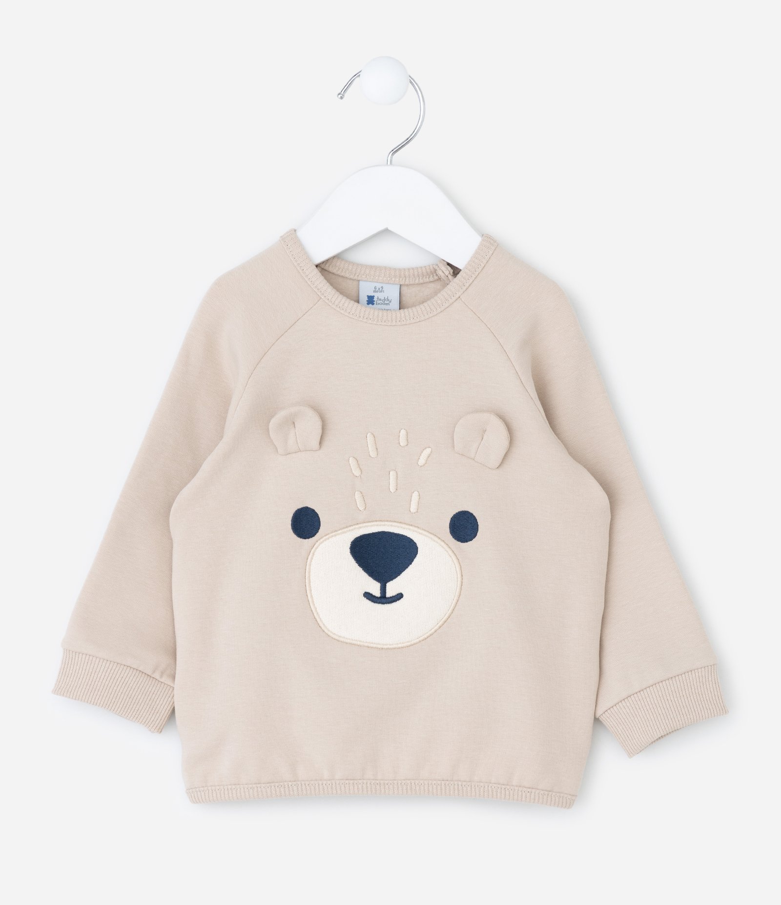 Casaco Infantil com Aplicação de Ursinho 3D – Tam 0 a 18 Meses Bege Claro 1