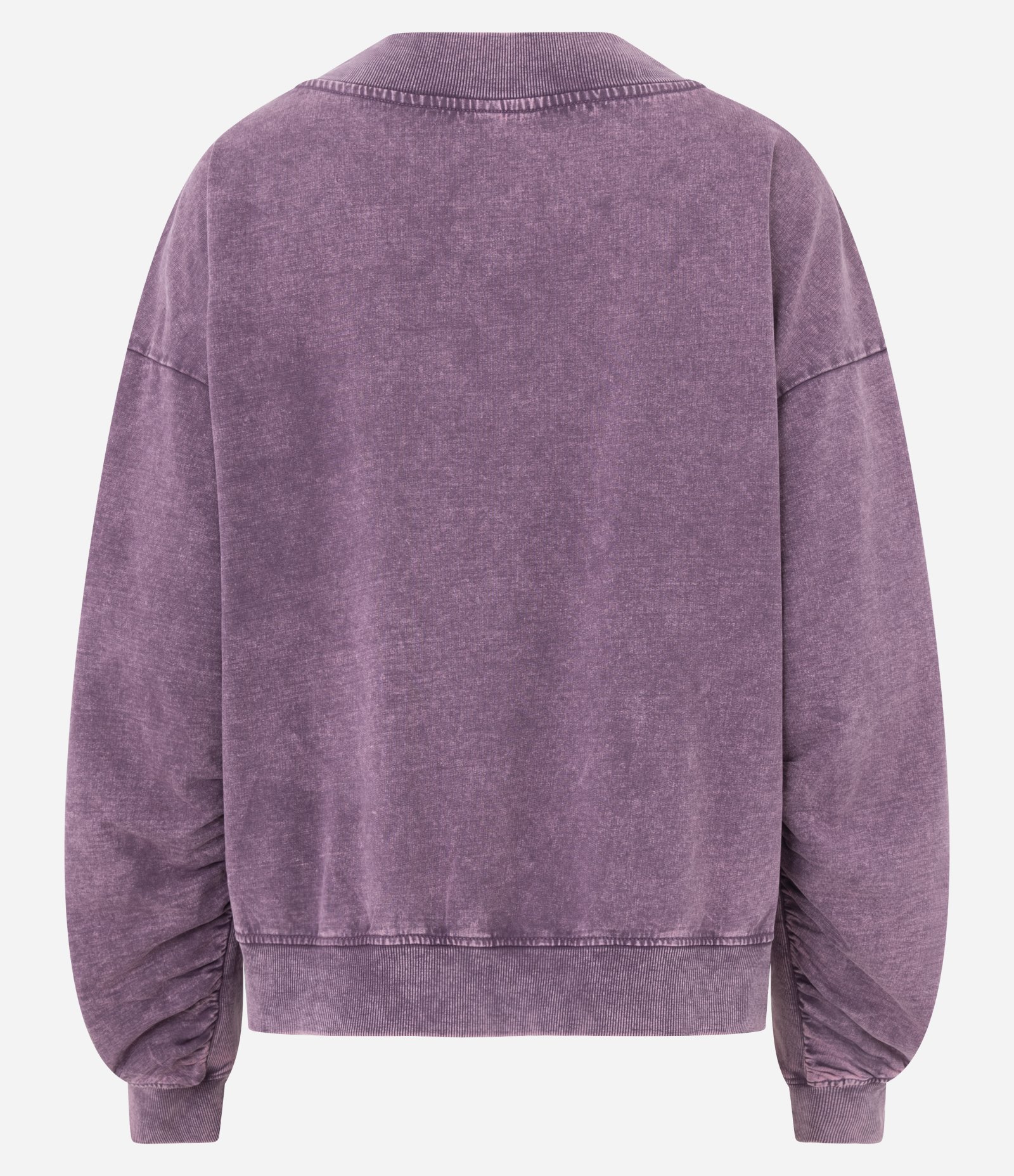 Blusão em Moletom Lavado com Decote V e Lettering Localizado Roxo 6