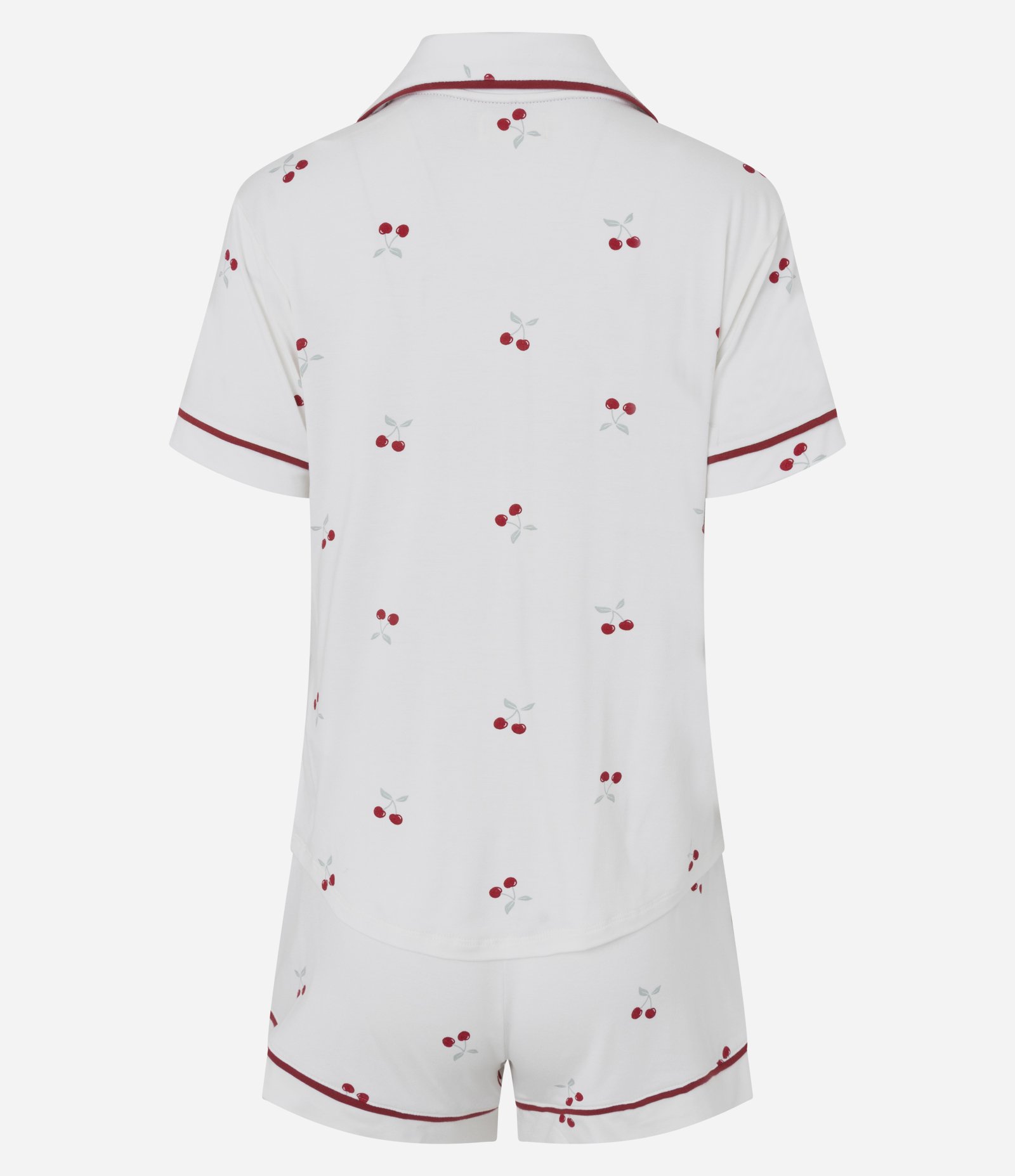 Pijama Short Doll Americano com Estampa de Cerejas Branco 2