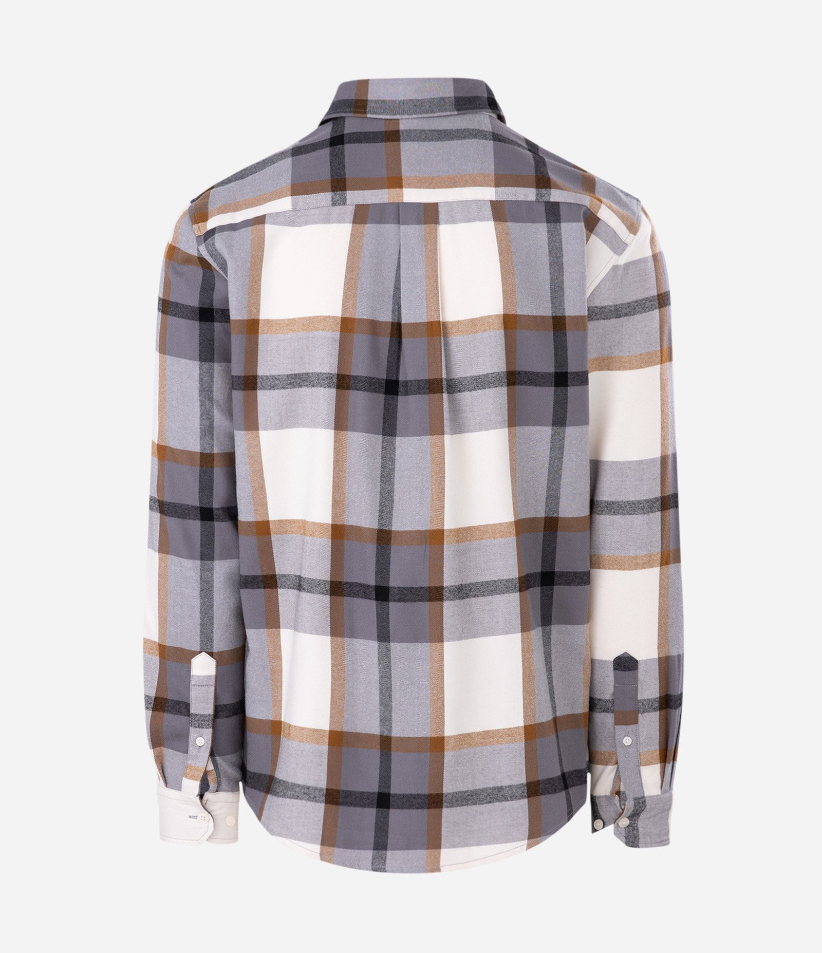 Camisa Manga Longa em Flanela com Listrado em Blocos Cinza 6