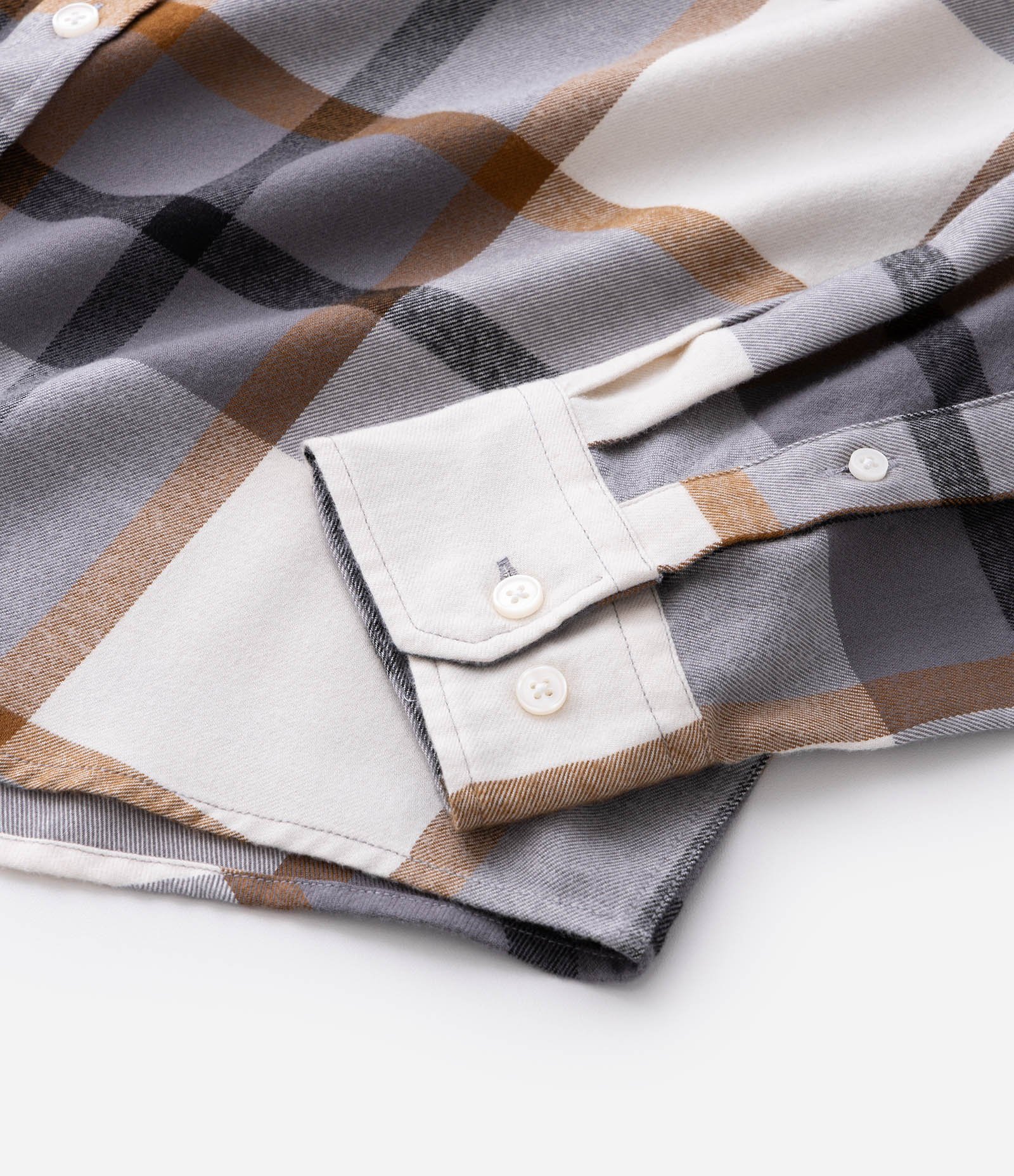Camisa Manga Longa em Flanela com Listrado em Blocos Cinza 8