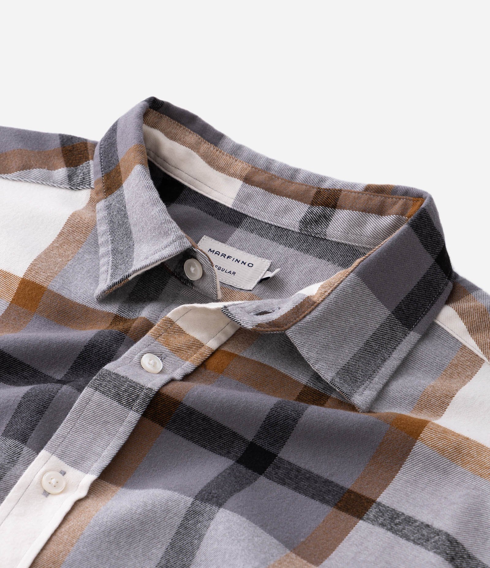 Camisa Manga Longa em Flanela com Listrado em Blocos Cinza 9