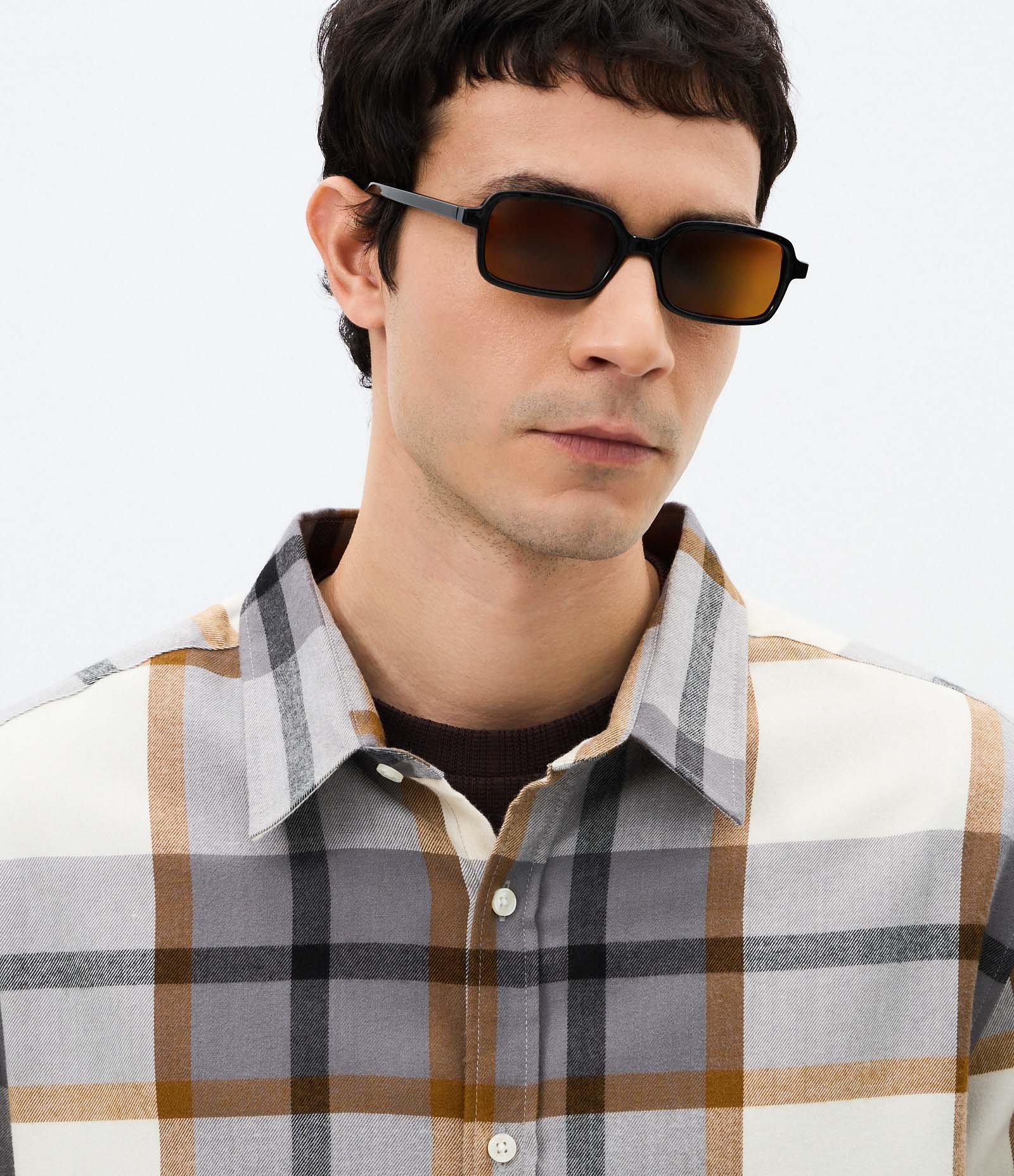 Camisa Manga Longa em Flanela com Listrado em Blocos Cinza 4