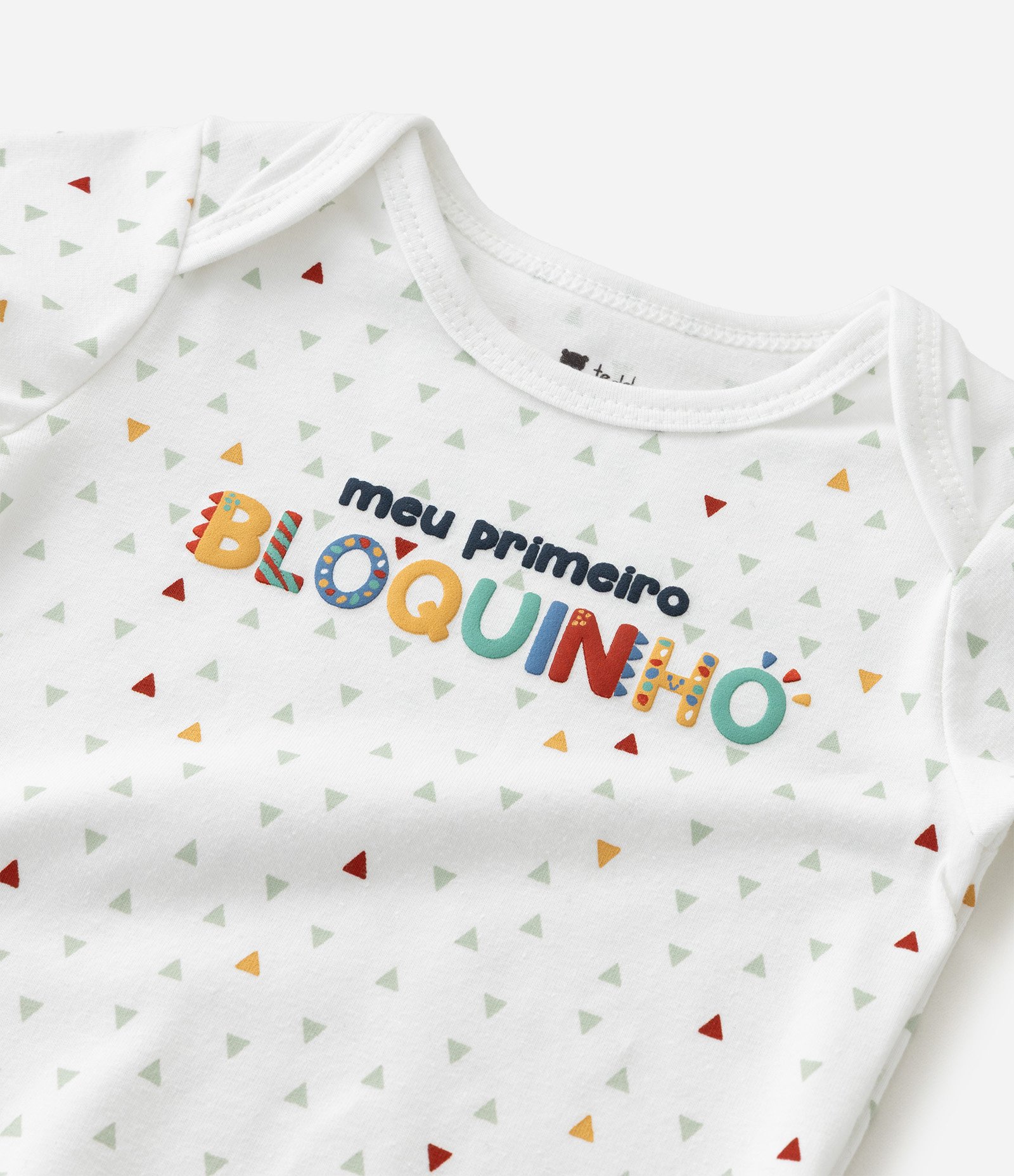 Body Infantil em Cotton Estampa Primeiro Bloquinho - Tam 0 a 18 Meses Branco 6
