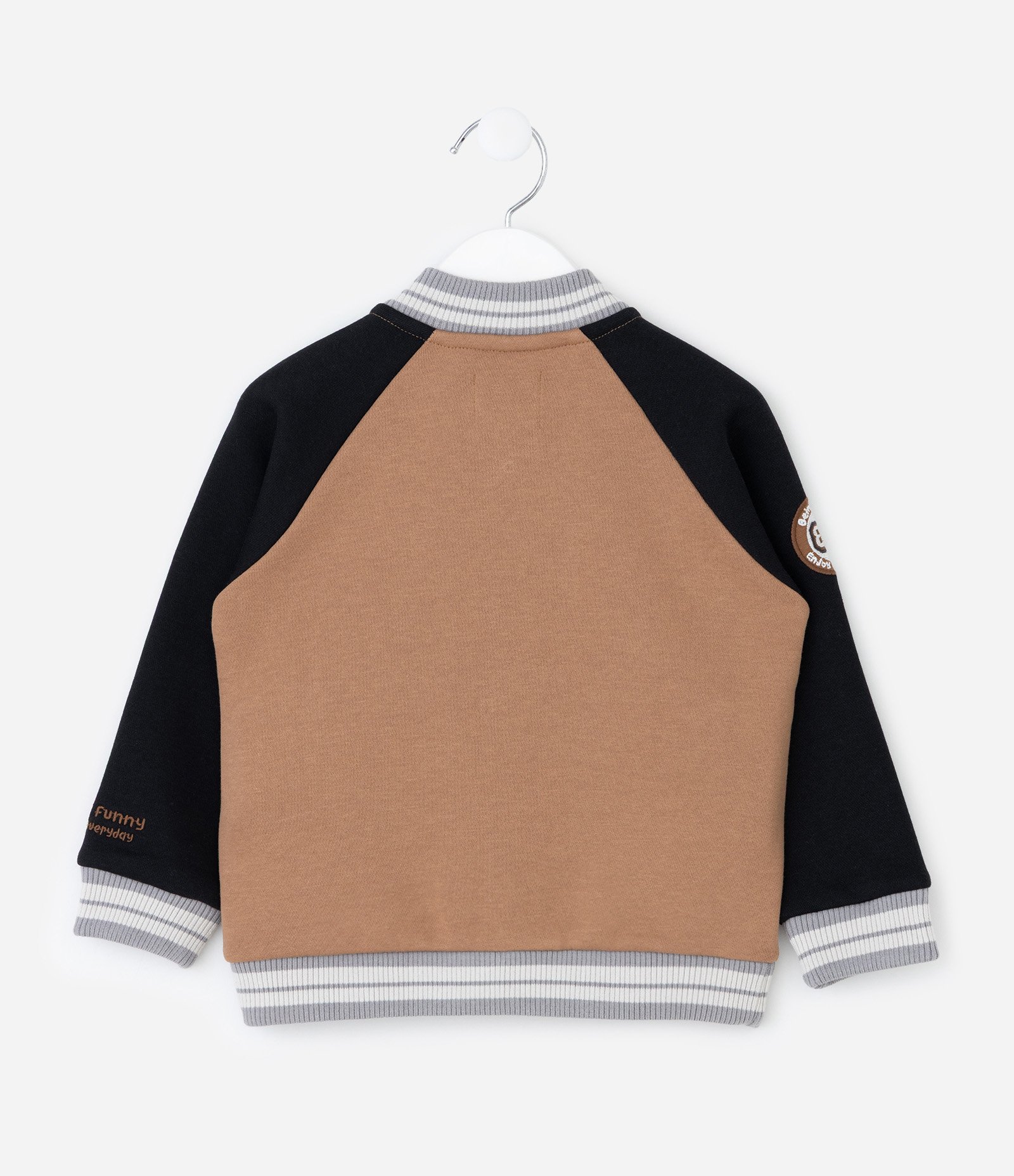 Jaqueta Infantil Bomber com Mangas Raglan – Tam 1 a 5/6 Anos Preto/Marrom 3