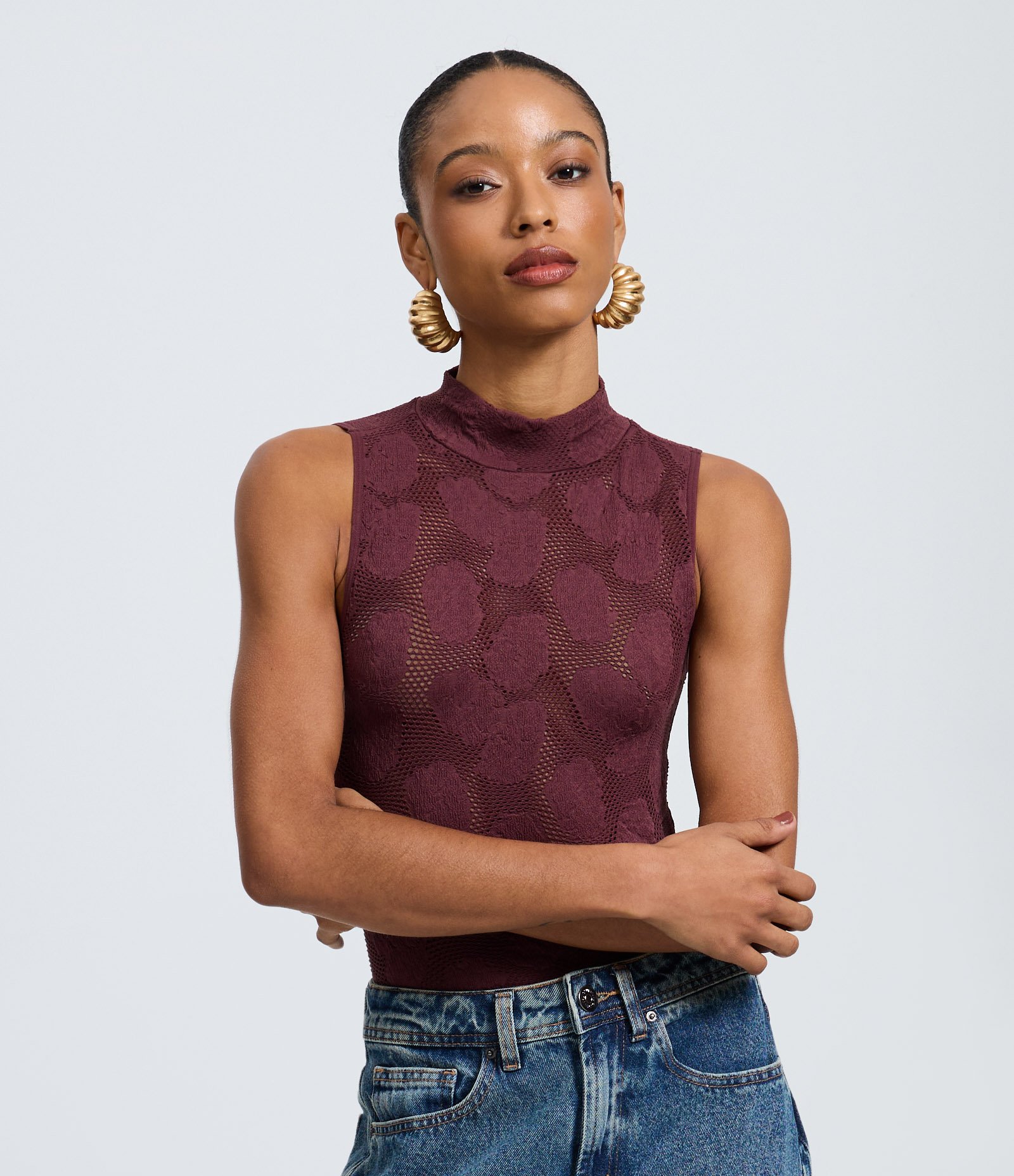 Body Sem Manga Texturizado com Transparência Vermelho 1