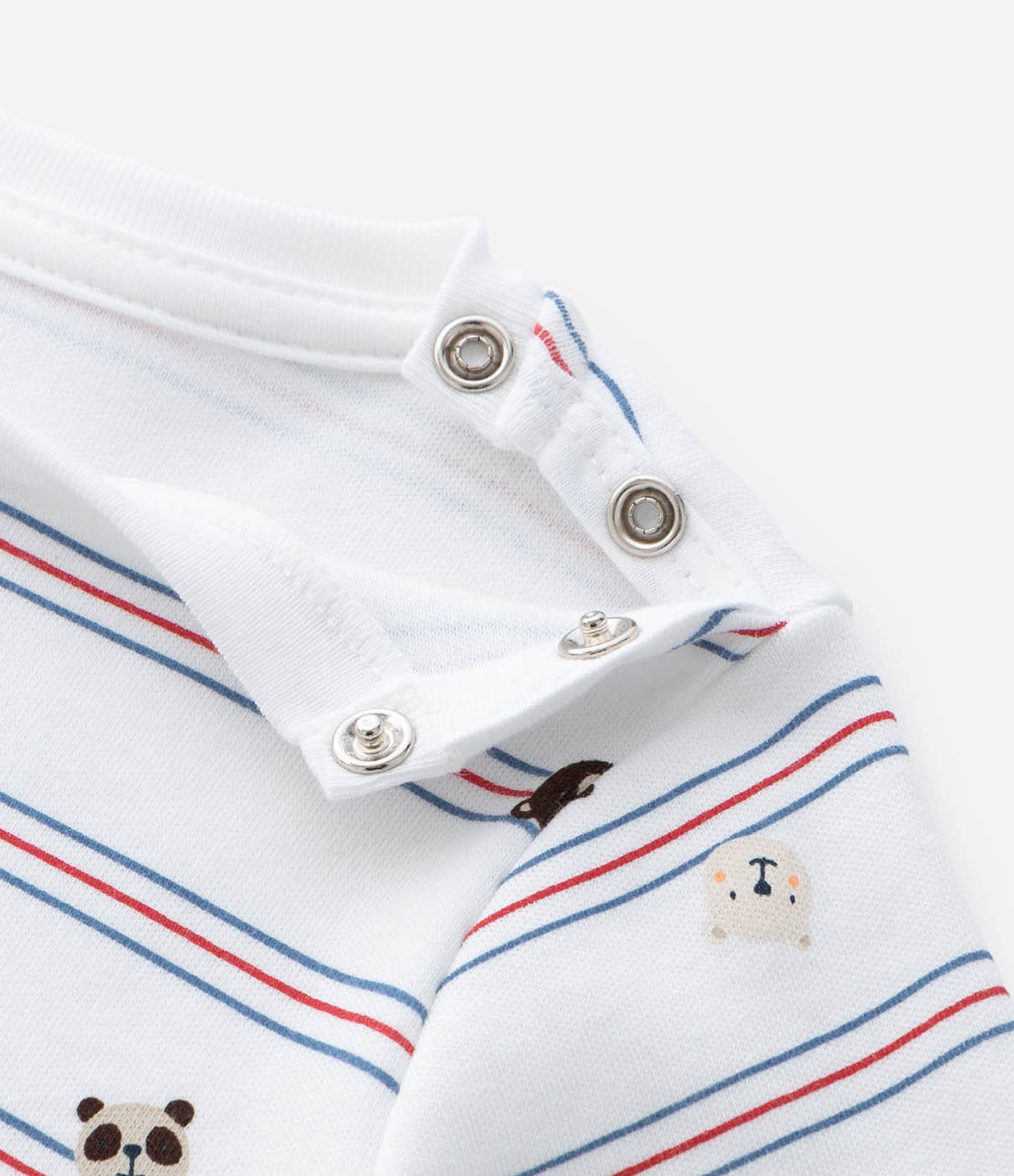 Conjunto Infantil Body Listrado com Calça Tema Ursinho – Tam RN a 18 meses Branco/Azul Marinho 10