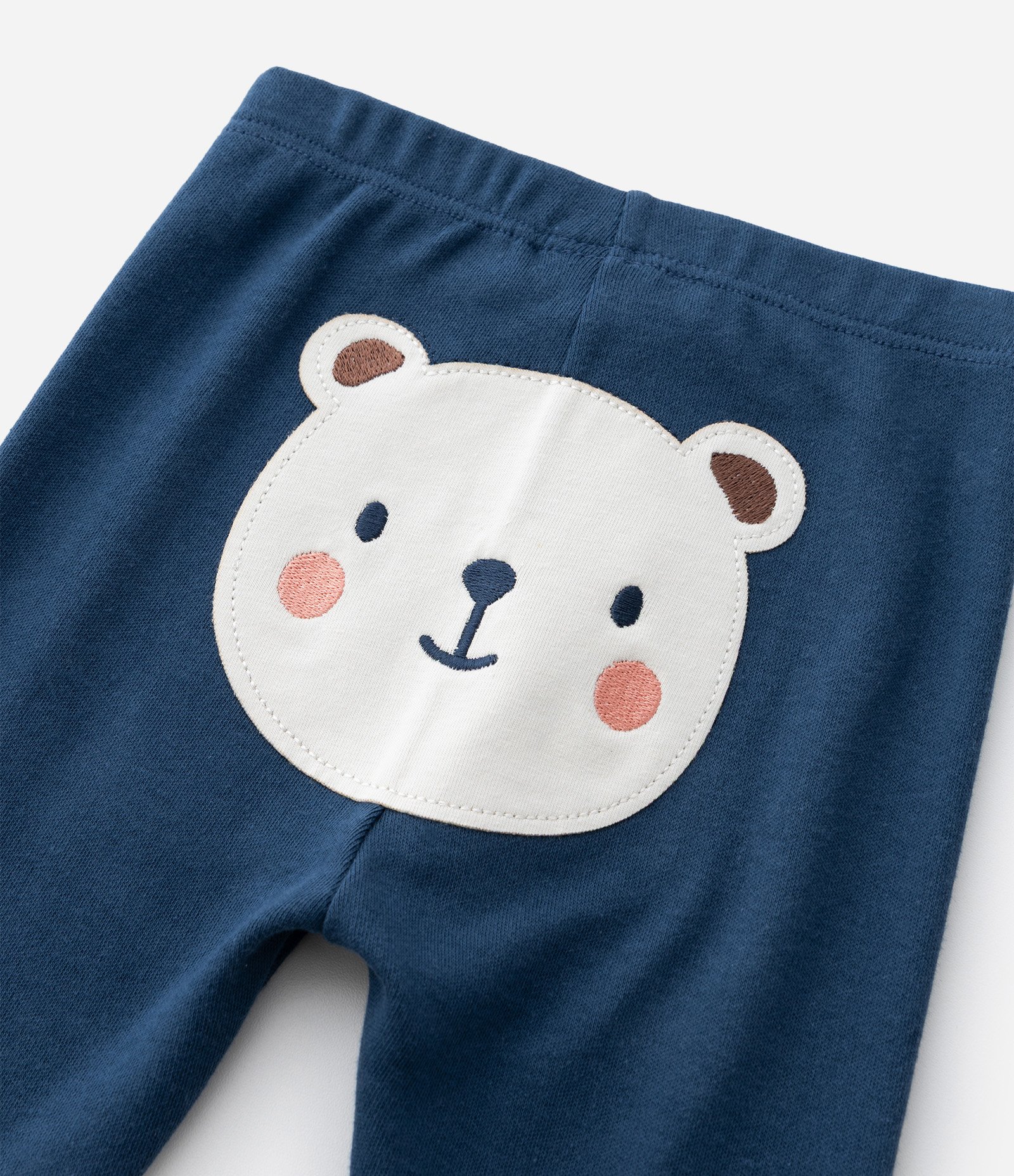 Conjunto Infantil Body Listrado com Calça Tema Ursinho – Tam RN a 18 meses Branco/Azul Marinho 12