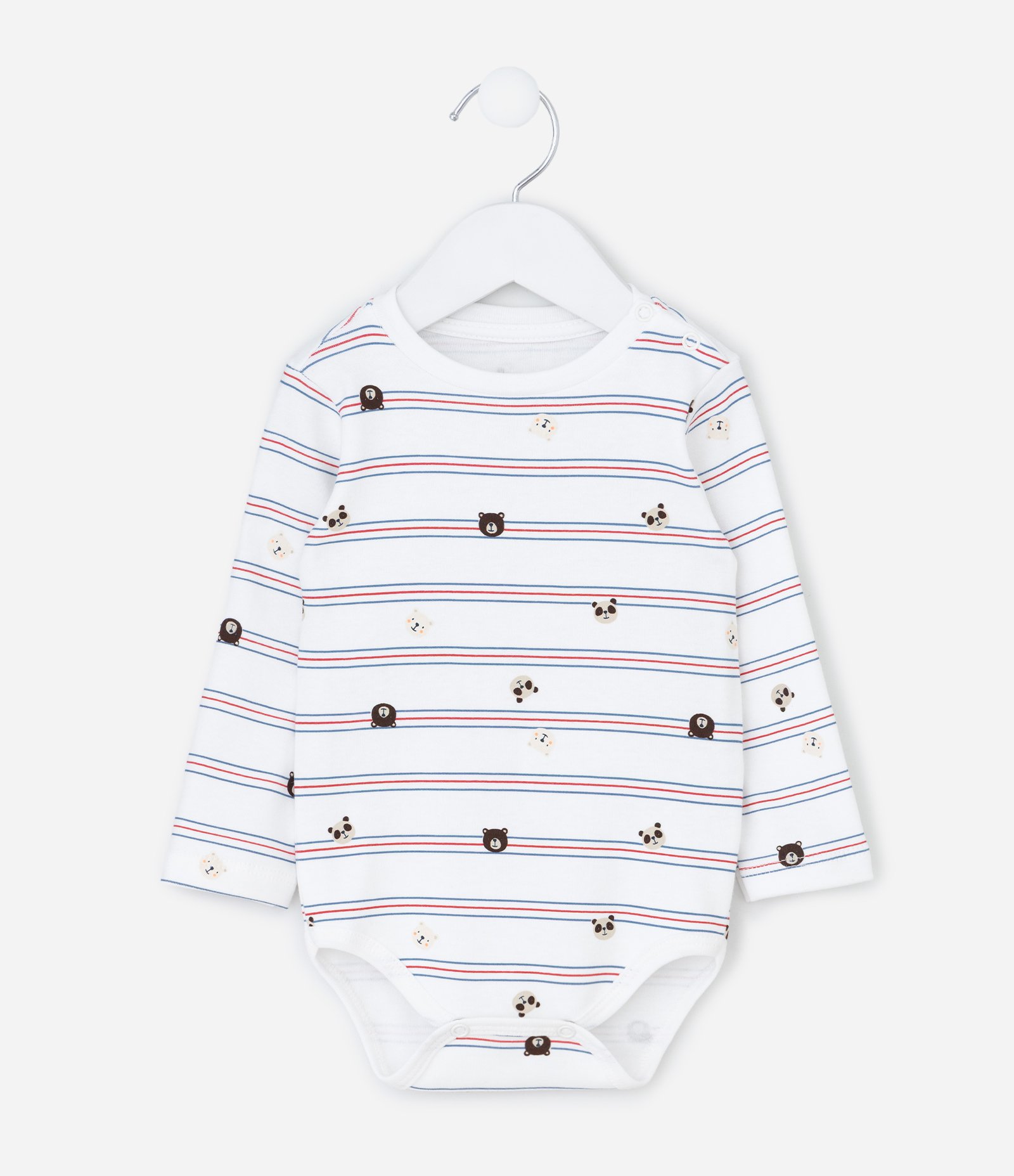 Conjunto Infantil Body Listrado com Calça Tema Ursinho – Tam RN a 18 meses Branco/Azul Marinho 2