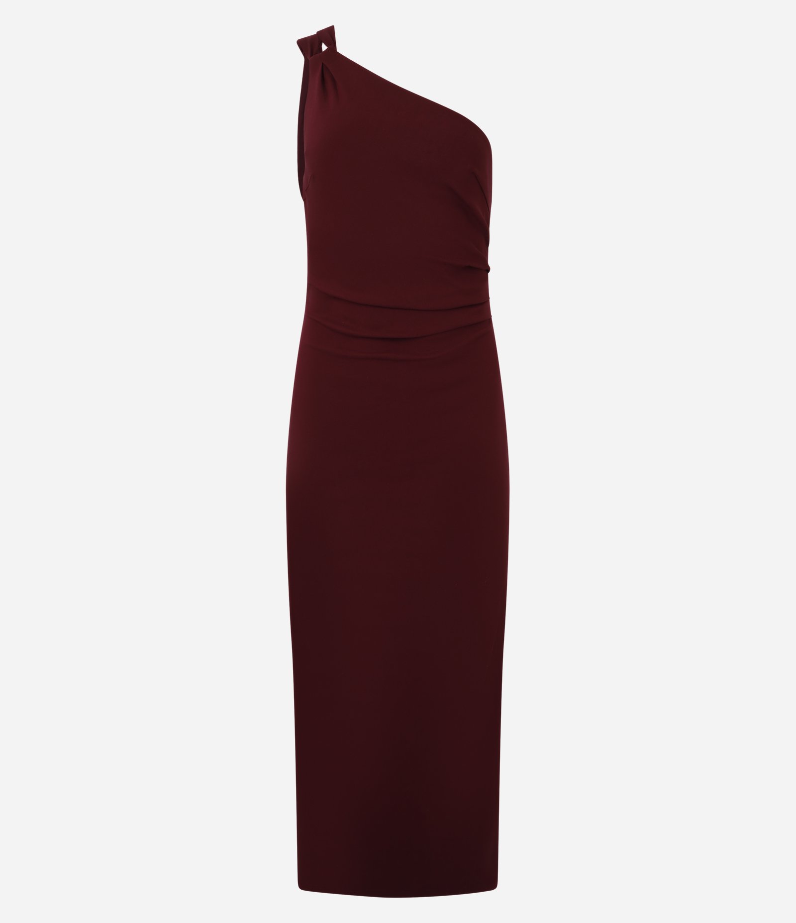 Vestido Midi Ombro Único em Bengaline Vinho 1