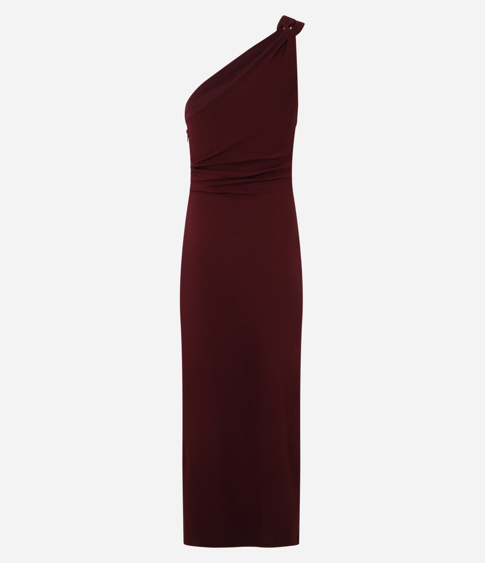 Vestido Midi Ombro Único em Bengaline Vinho 2