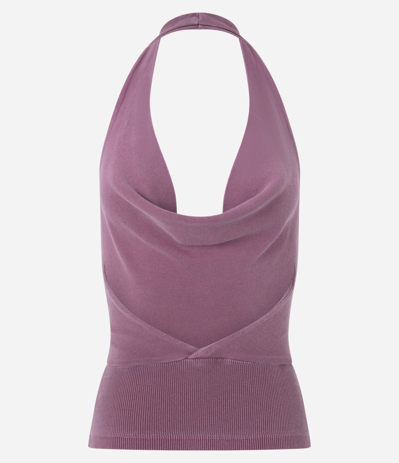 Blusa Decote Degagê em Ribana com Alça Halter Rosa 2