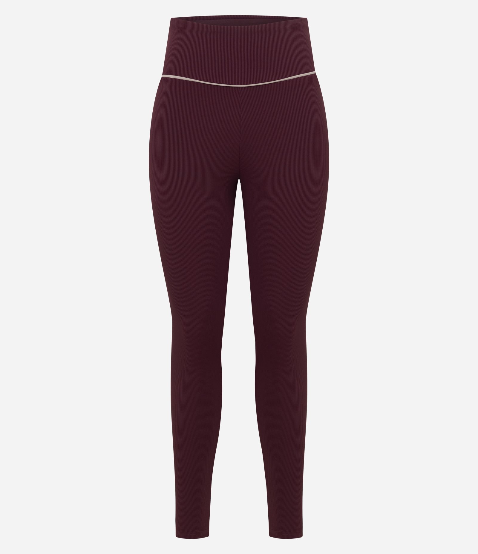 Calça Legging Esportiva em Microfibra Canelada com Friso Contrastante Bordô 5