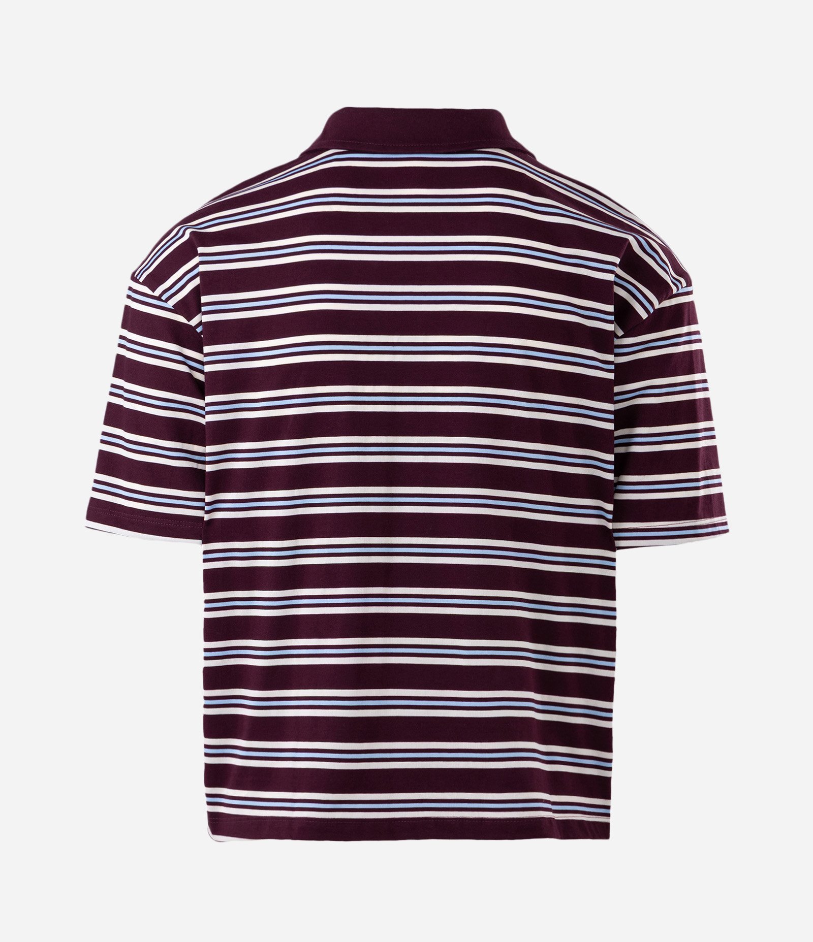Camiseta em Malha com Gola Polo e Estampa de Listras Vinho/Azul/Branco 5