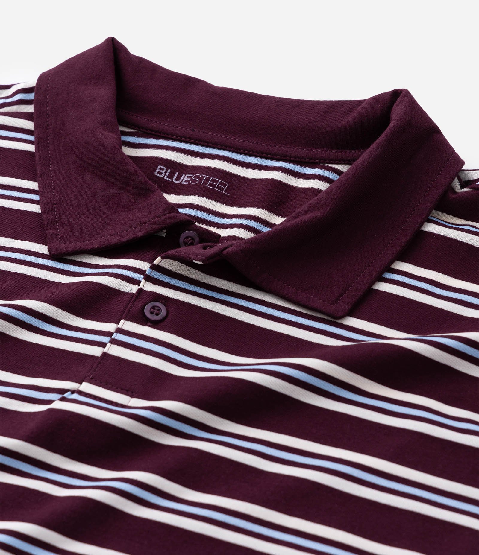 Camiseta em Malha com Gola Polo e Estampa de Listras Vinho/Azul/Branco 7