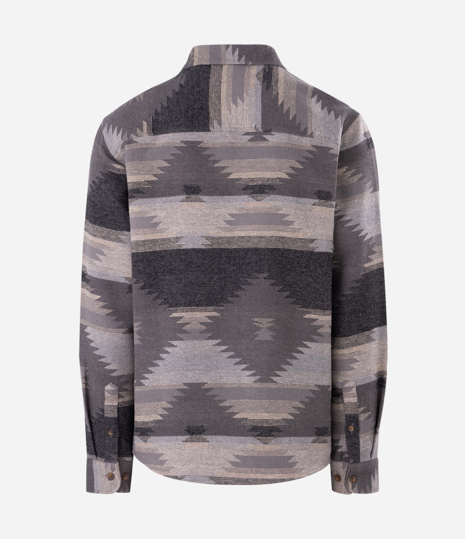 Camisa Comfort em Jacquard com Bolsos e Estampa Cinza 5