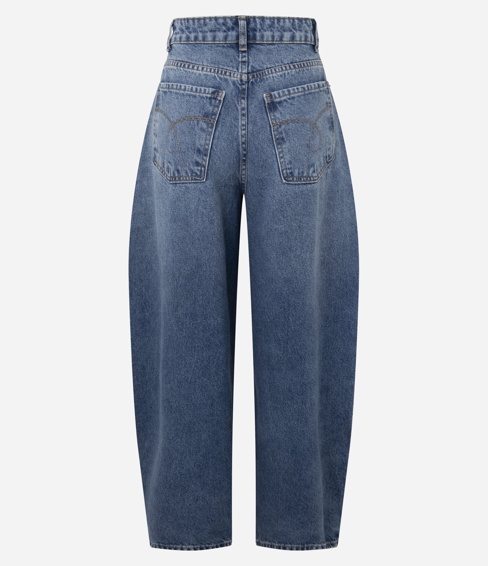 Calça Barrel em Jeans com Cintura Média Azul Médio 8