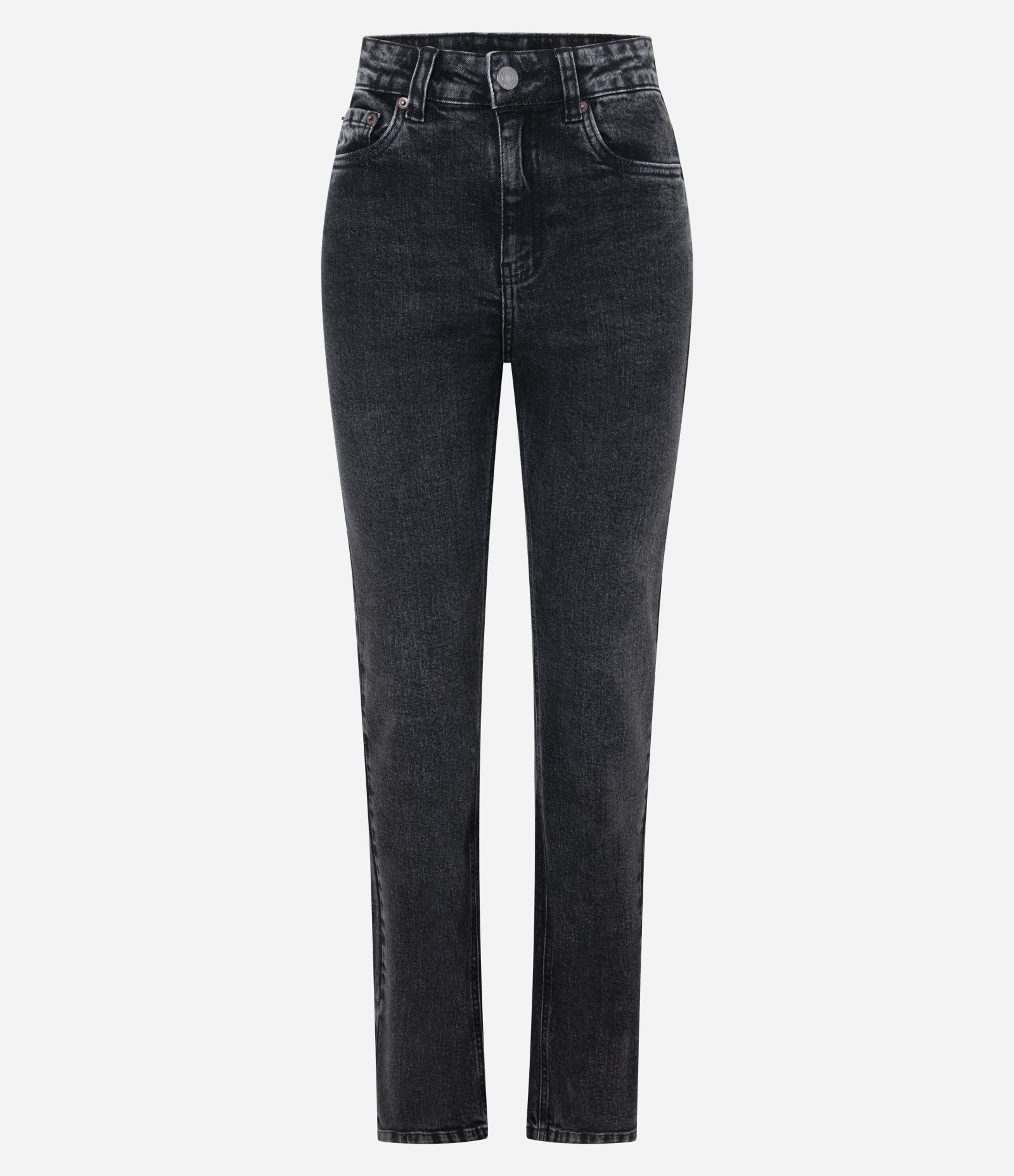 Calça Reta em Jeans com Cintura Alta Preto 1
