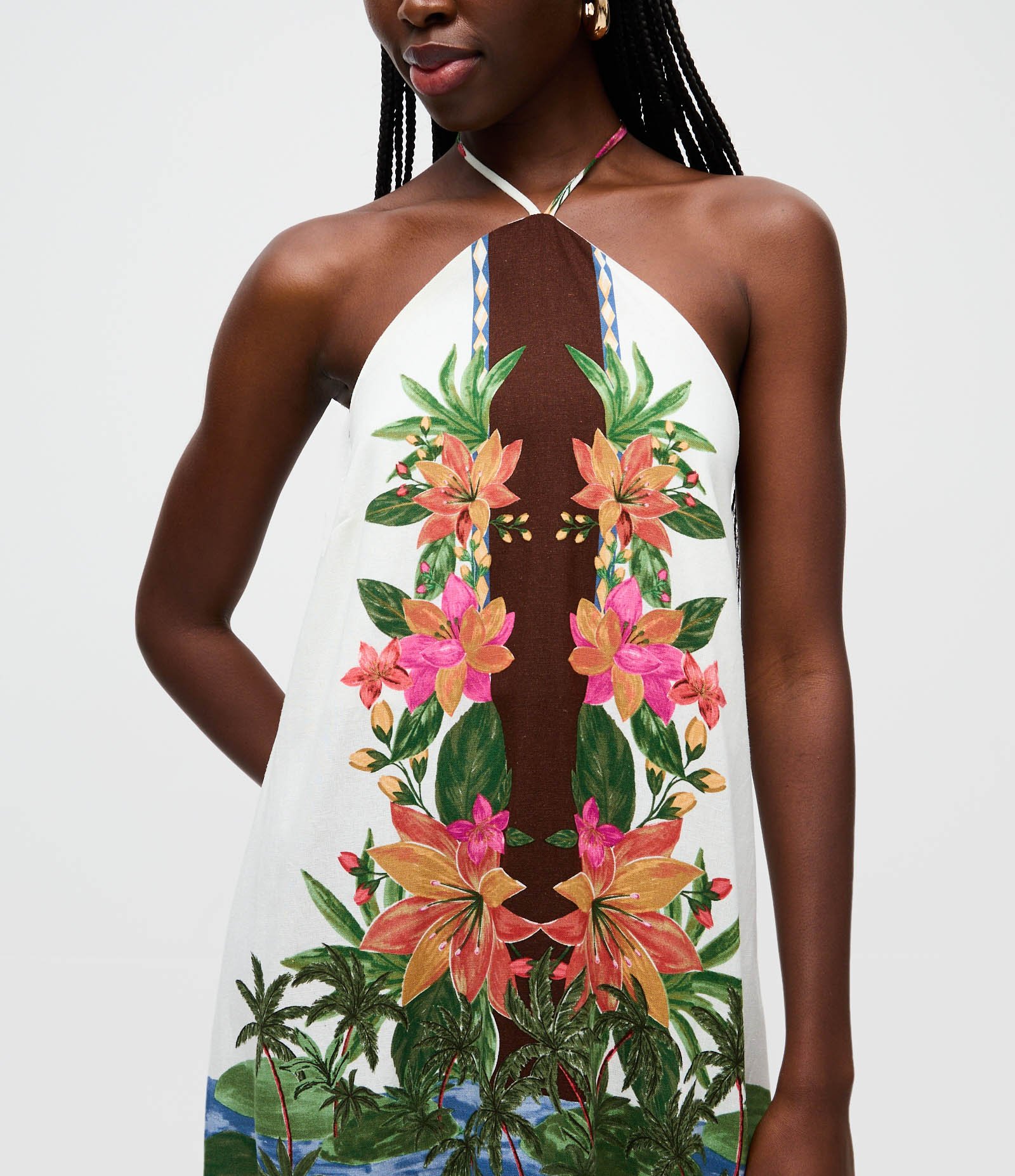 Vestido Curto Frente Única em Viscolinho com Estampa Floral Off White 3