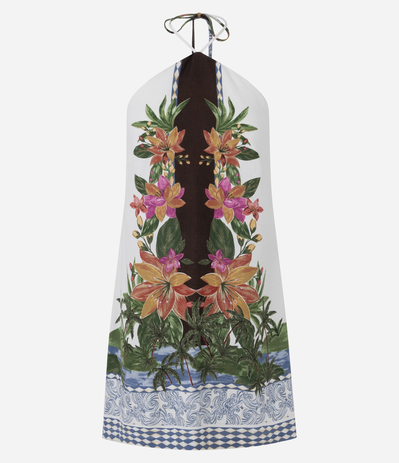 Vestido Curto Frente Única em Viscolinho com Estampa Floral Off White 5