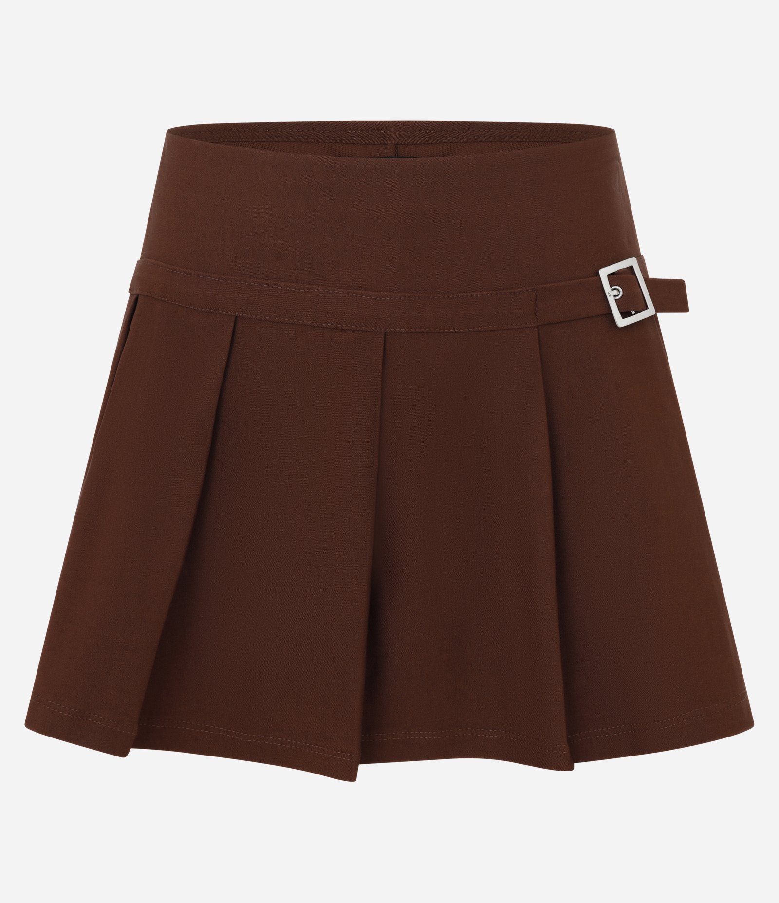 Short Saia em Bengaline com Fivela Lateral Marrom 4
