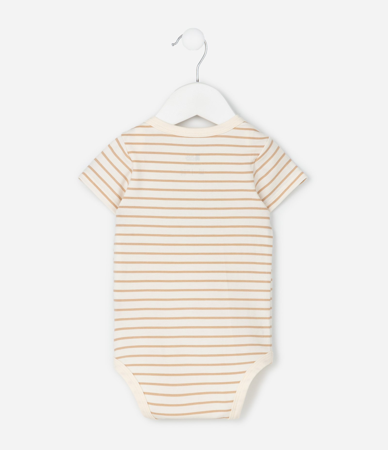 Body Infantil Listrado com Estampa Girafa – Tam 0 a 18 Meses Bege Claro 3