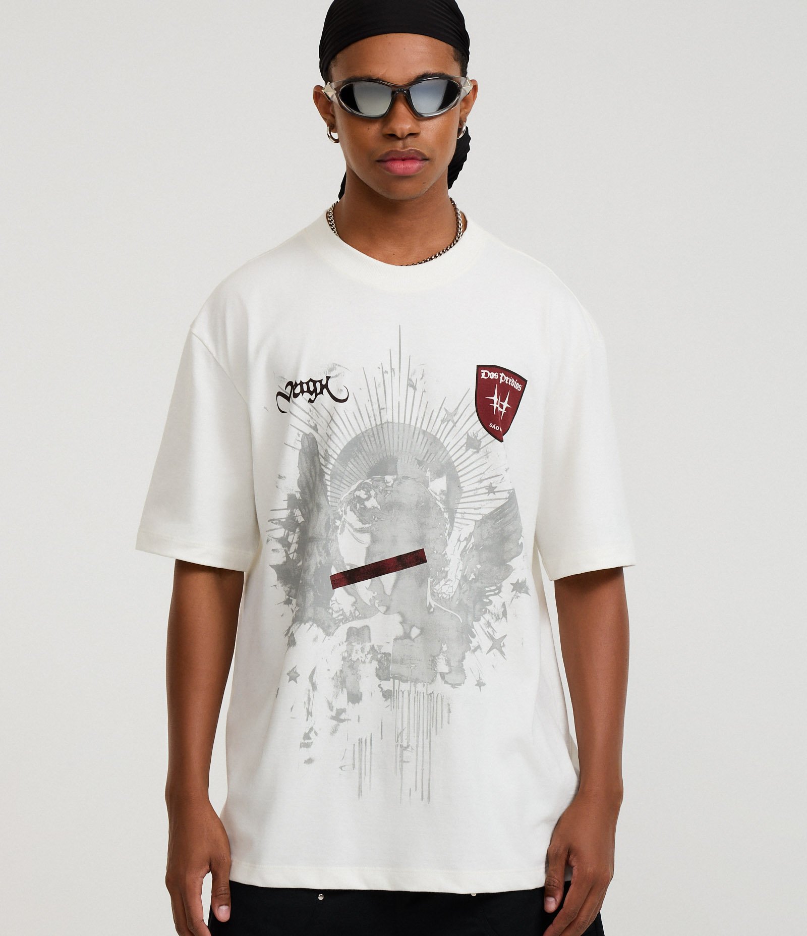 Camiseta Relaxed em Malhão com Estampa Veigh Anjo Faça a Coisa Certa Branco 1