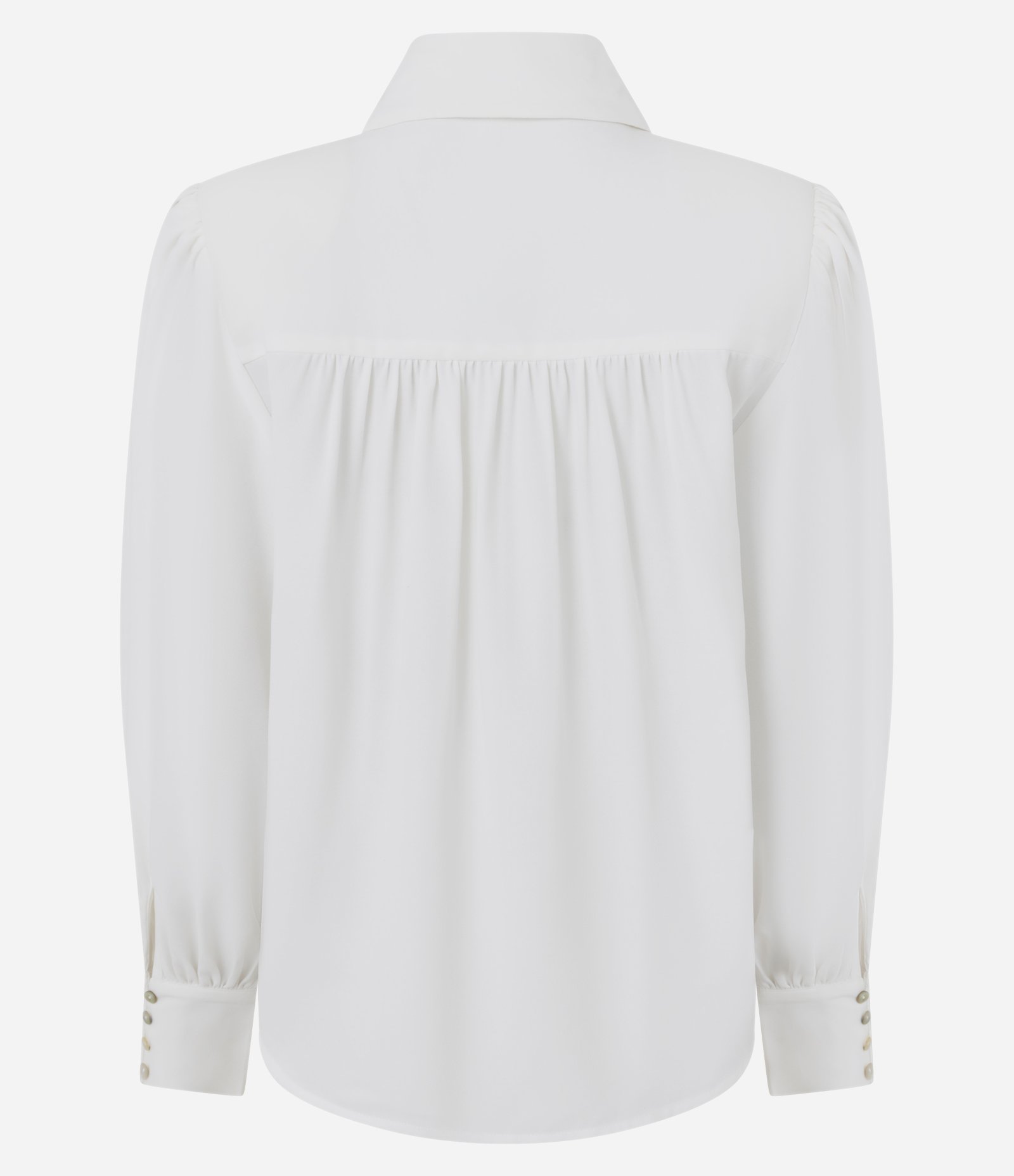 Camisa em Crepe com Franzido no Ombro e Botão Dourado em Destaque Off White 8