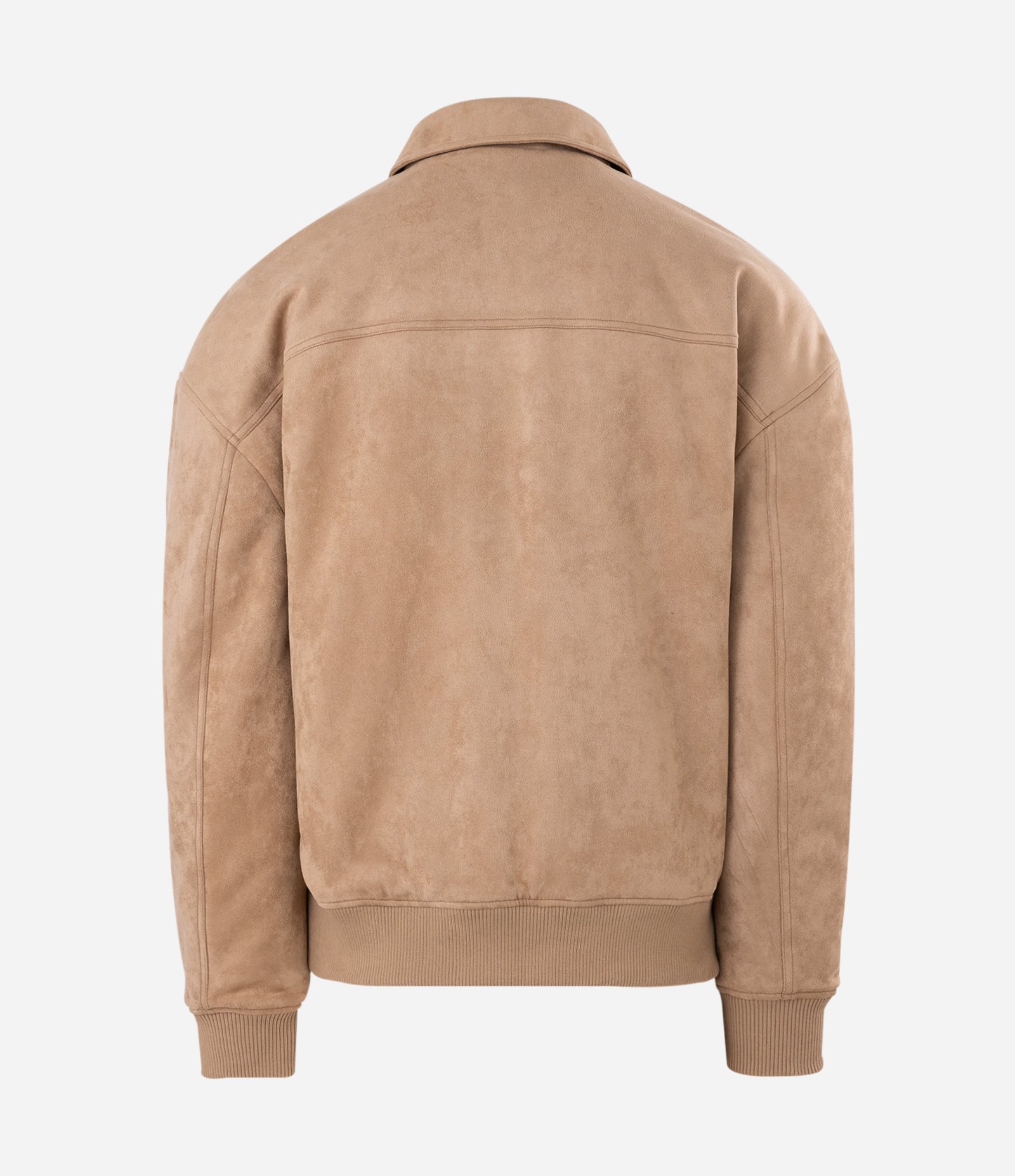 Jaqueta Pesada Bomber em Suede com Bolso Bege 6