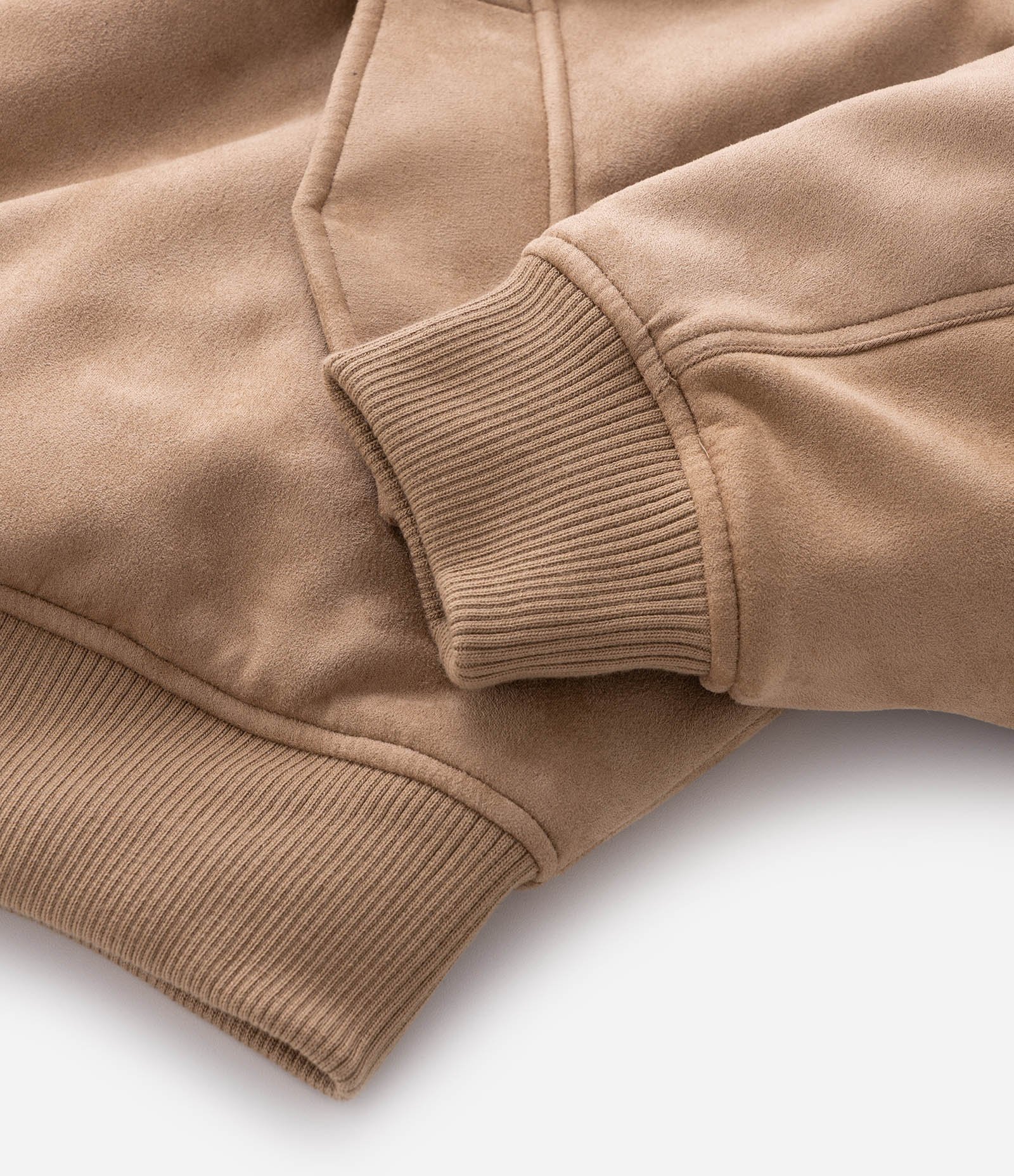 Jaqueta Pesada Bomber em Suede com Bolso Bege 9