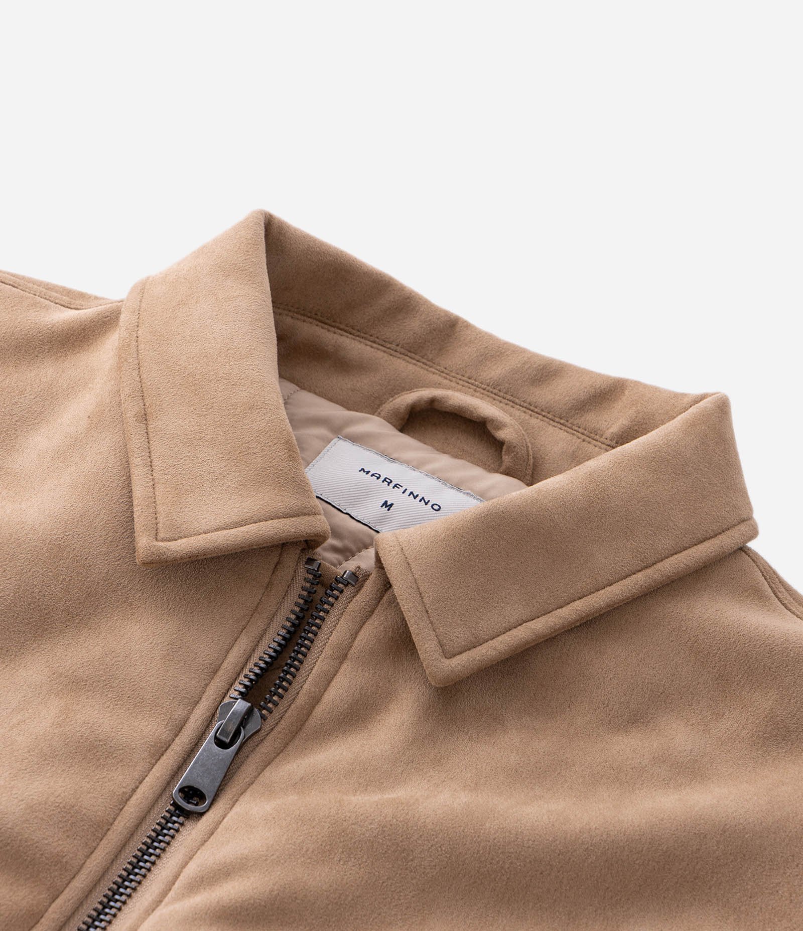 Jaqueta Pesada Bomber em Suede com Bolso Bege 12