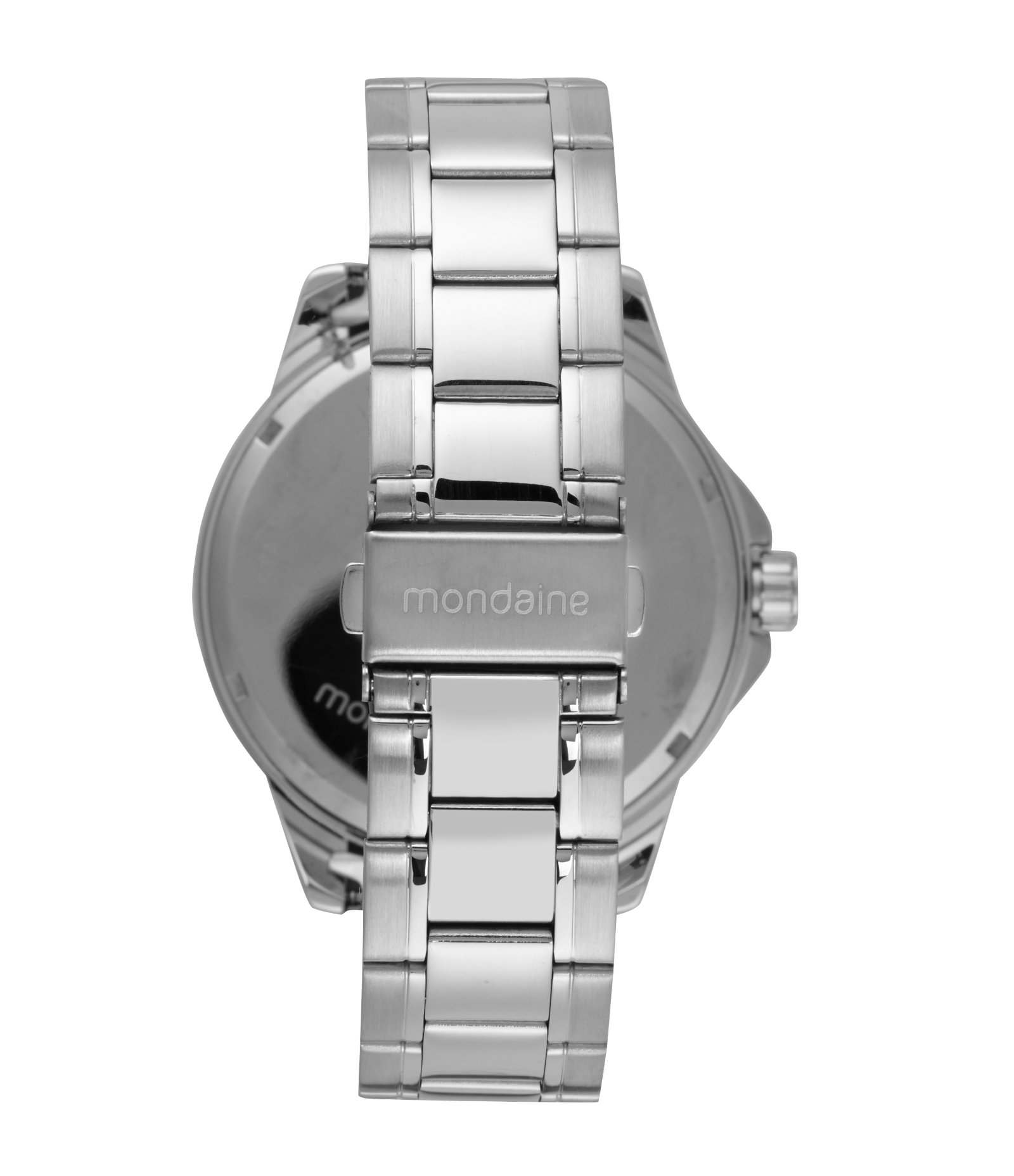Relógio Aço Masculino Analogico Com Caixa Em Metal Gun e Pulseira Em Aço Mondaine Prata 3